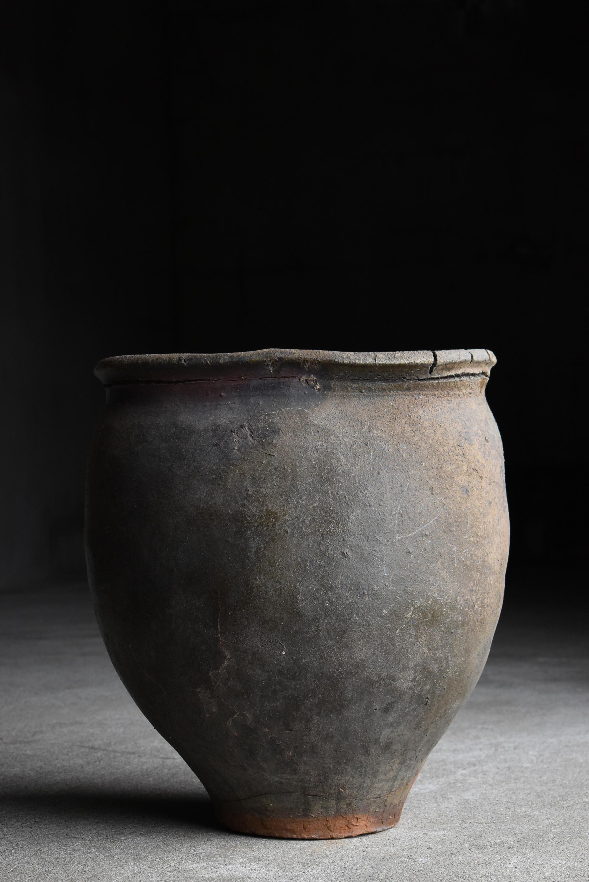 Japanese Antique Pottery 1600s-1700s/Flower Pot Vase Wabi-Sabi Jar 6