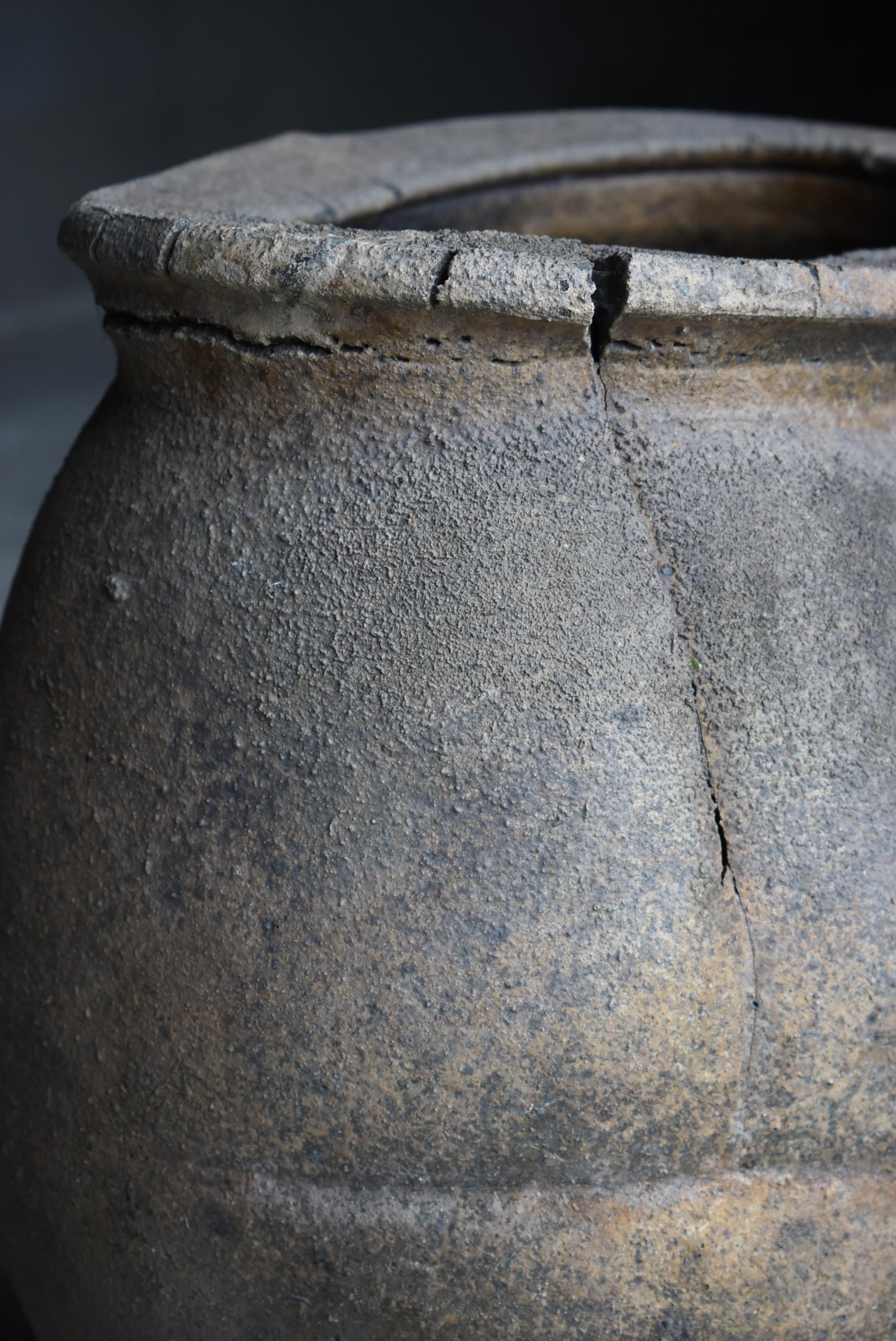 Japanese Antique Pottery 1600s-1700s/Flower Pot Vase Wabi-Sabi Jar 8
