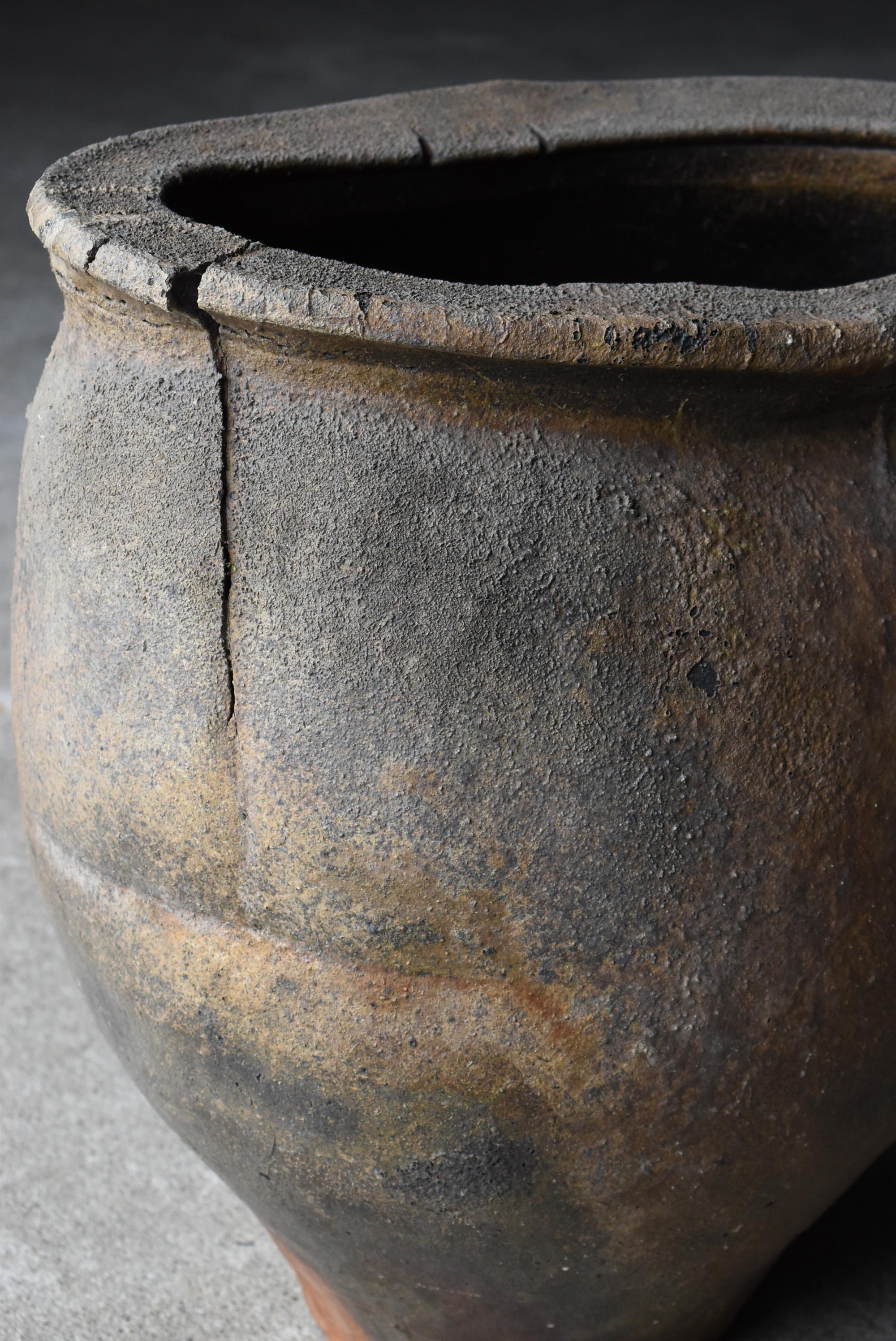 Japanese Antique Pottery 1600s-1700s/Flower Pot Vase Wabi-Sabi Jar 10