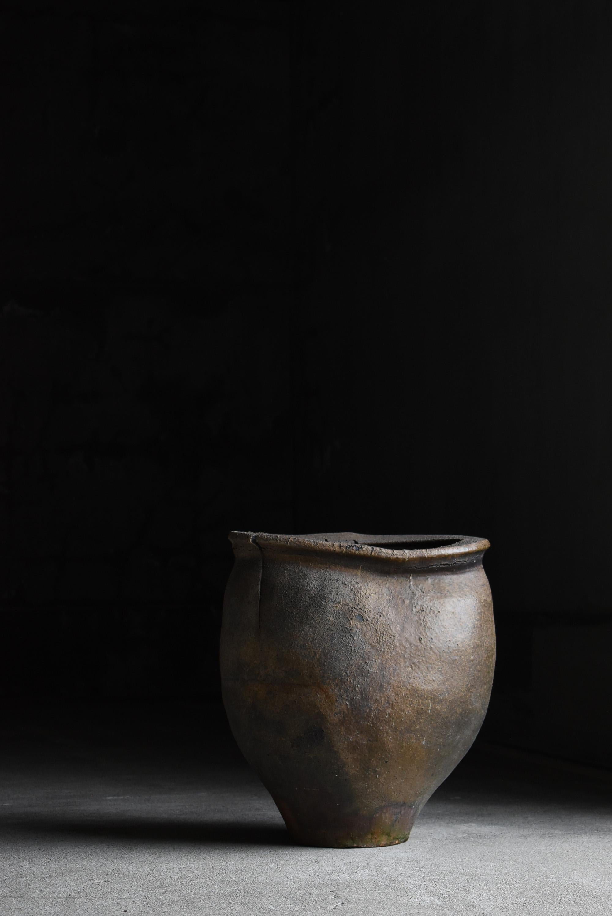 Japanese Antique Pottery 1600s-1700s/Flower Pot Vase Wabi-Sabi Jar 11