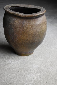 Japanese Antique Pottery 1600s-1700s/Flower Pot Vase Wabi-Sabi Jar