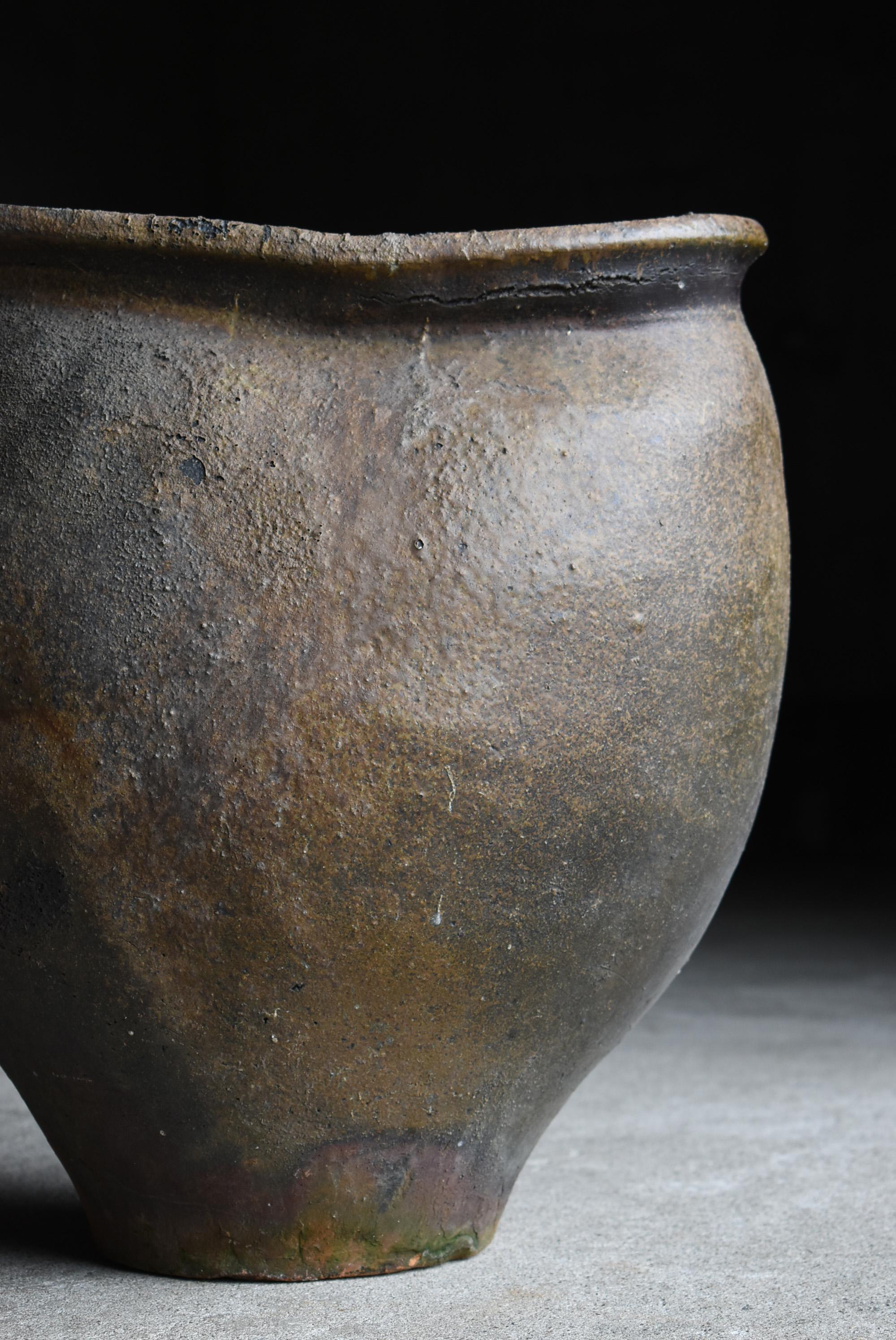Japanese Antique Pottery 1600s-1700s/Flower Pot Vase Wabi-Sabi Jar 2