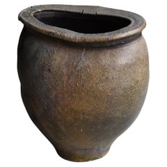 Japanese Antique Pottery 1600s-1700s/Flower Pot Vase Wabi-Sabi Jar