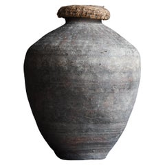 Japanese Antique Pottery 1700s-1800s/Flower Vase Vessel Jar Tsubo Wabi-Sabi Art