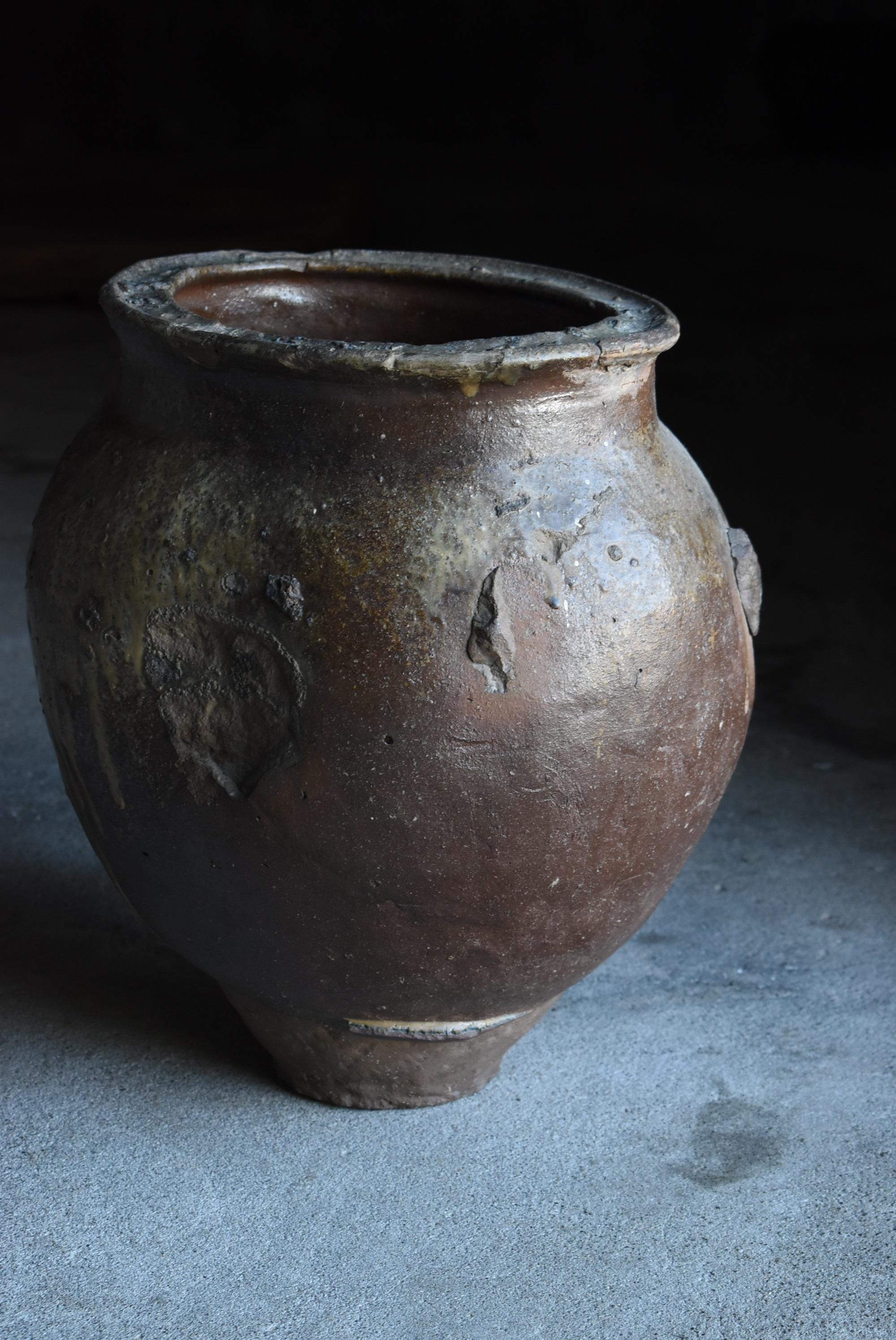 Japanese Antique Pottery 1700s-1800s/Flower Vase Vessel Jar Tsubo Wabisabi 5