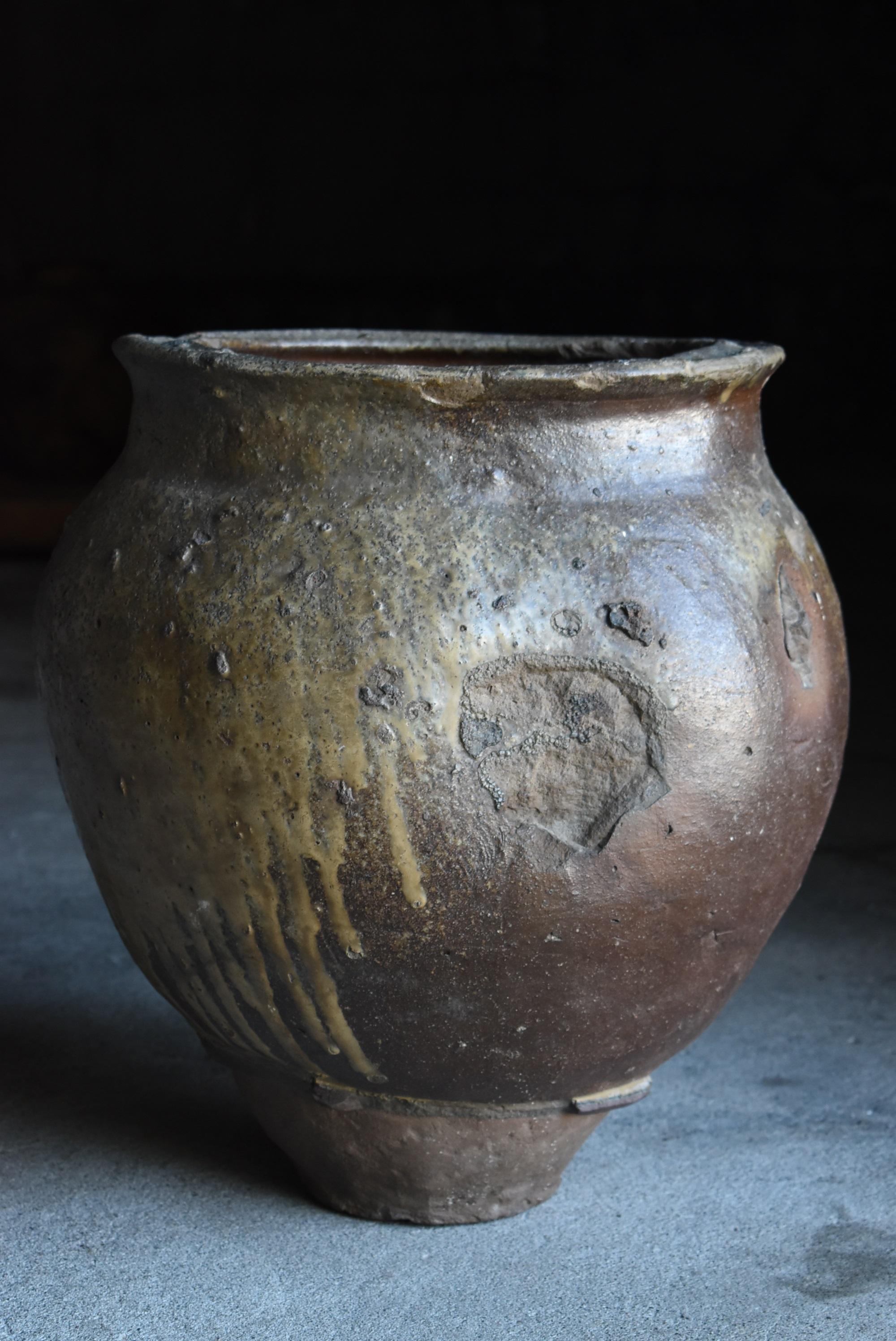 Japanese Antique Pottery 1700s-1800s/Flower Vase Vessel Jar Tsubo Wabisabi 7