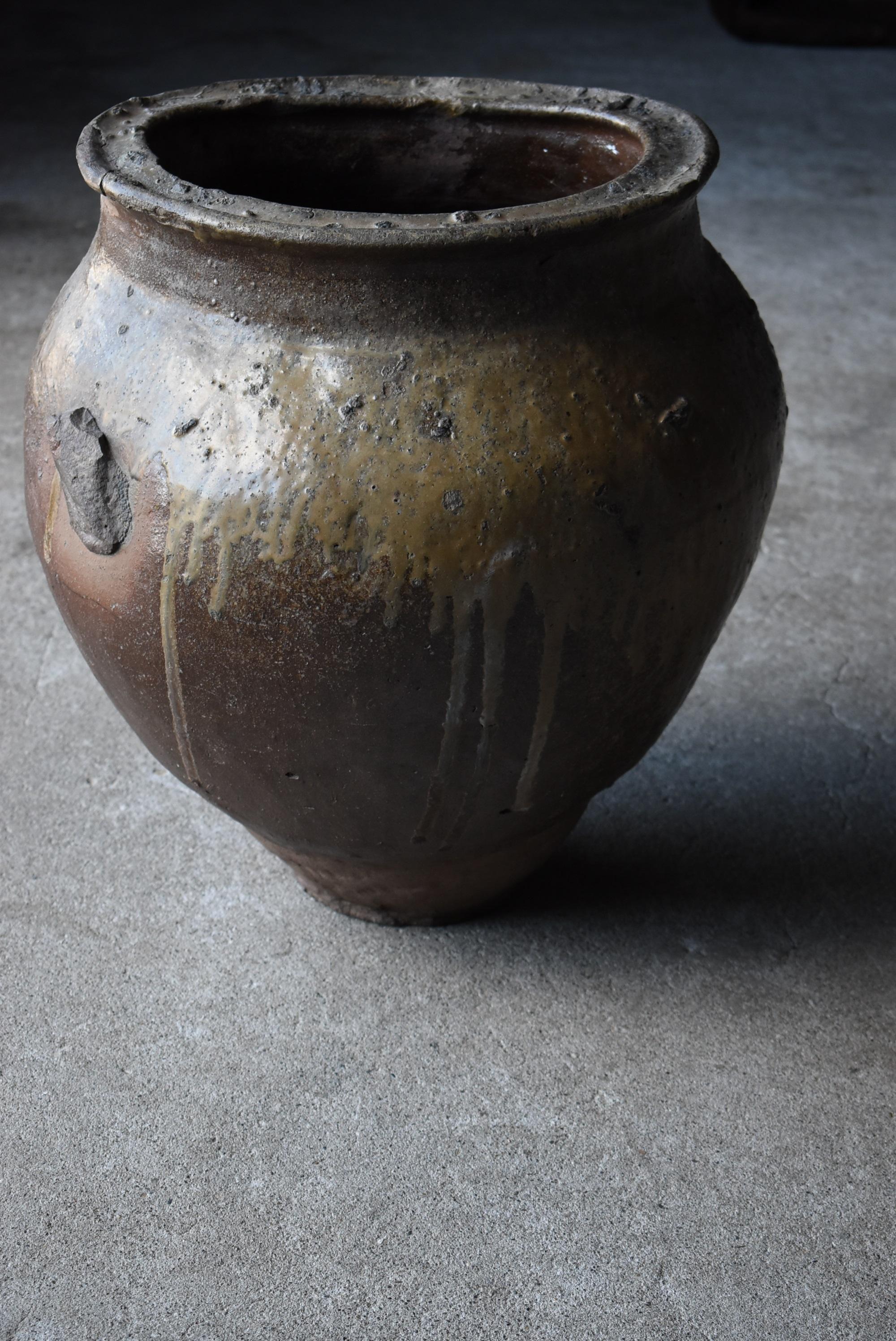 Japanese Antique Pottery 1700s-1800s/Flower Vase Vessel Jar Tsubo Wabisabi 9