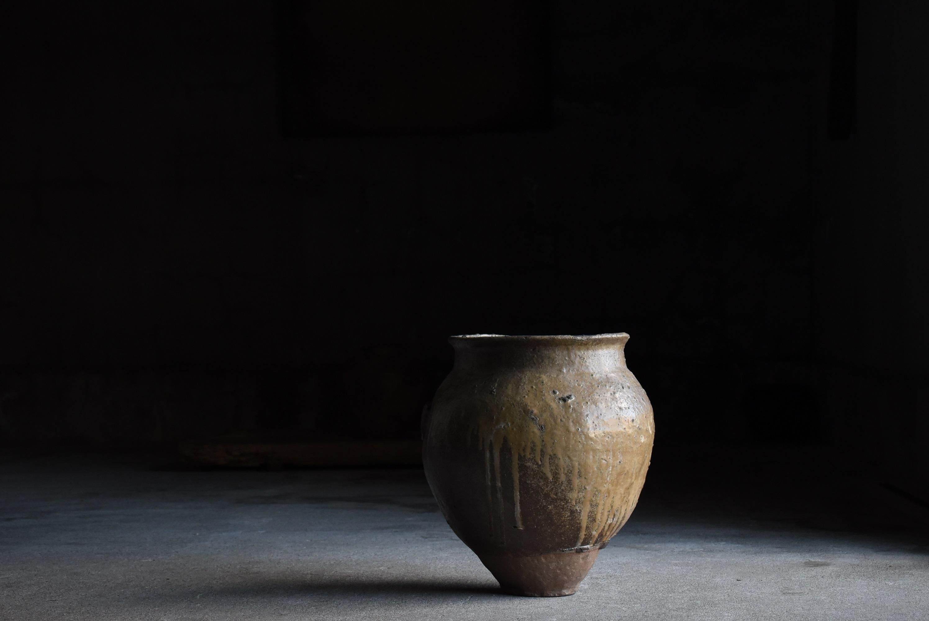 Japanese Antique Pottery 1700s-1800s/Flower Vase Vessel Jar Tsubo Wabisabi 12