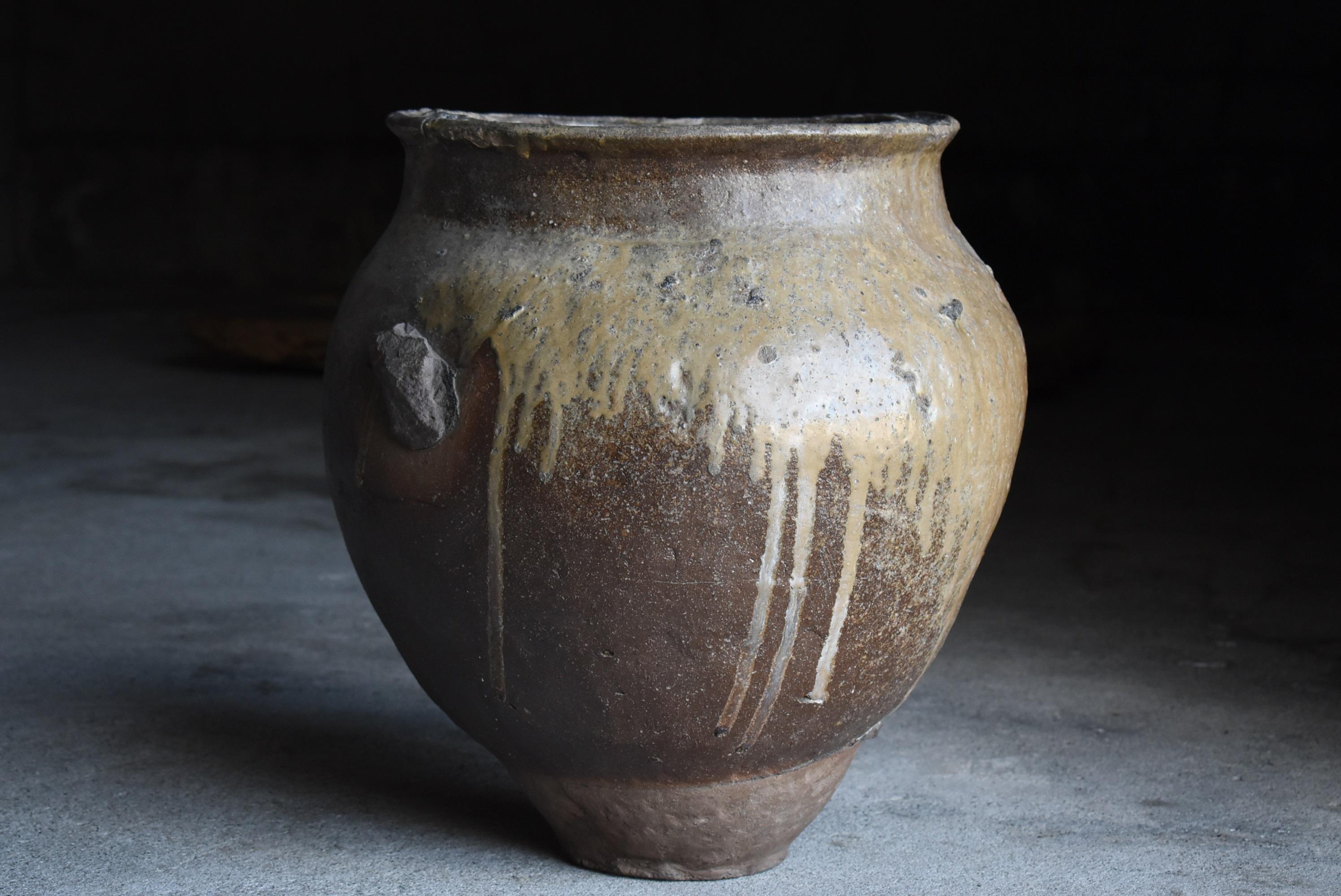Japanese Antique Pottery 1700s-1800s/Flower Vase Vessel Jar Tsubo Wabisabi In Good Condition In Sammu-shi, Chiba