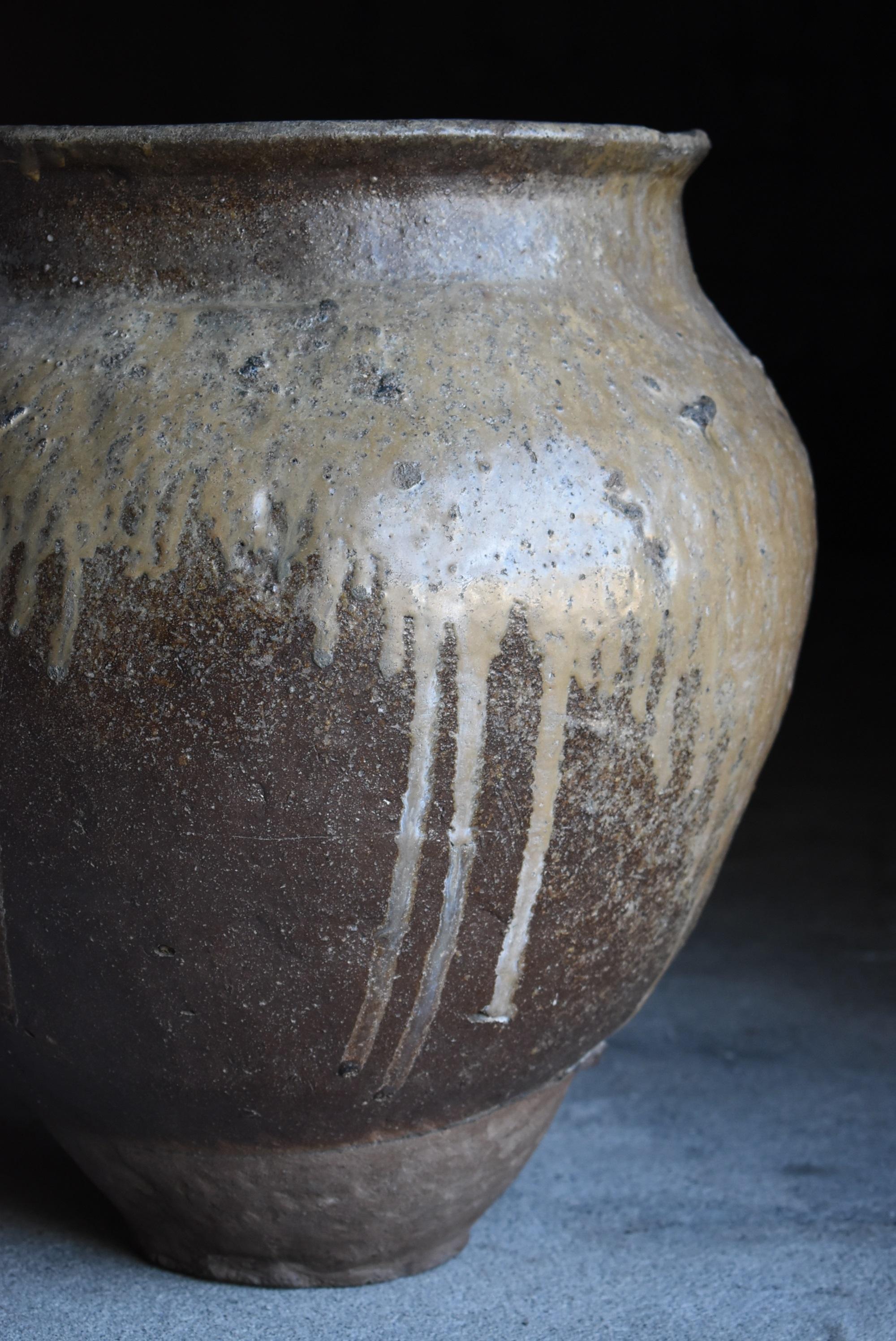 19th Century Japanese Antique Pottery 1700s-1800s/Flower Vase Vessel Jar Tsubo Wabisabi