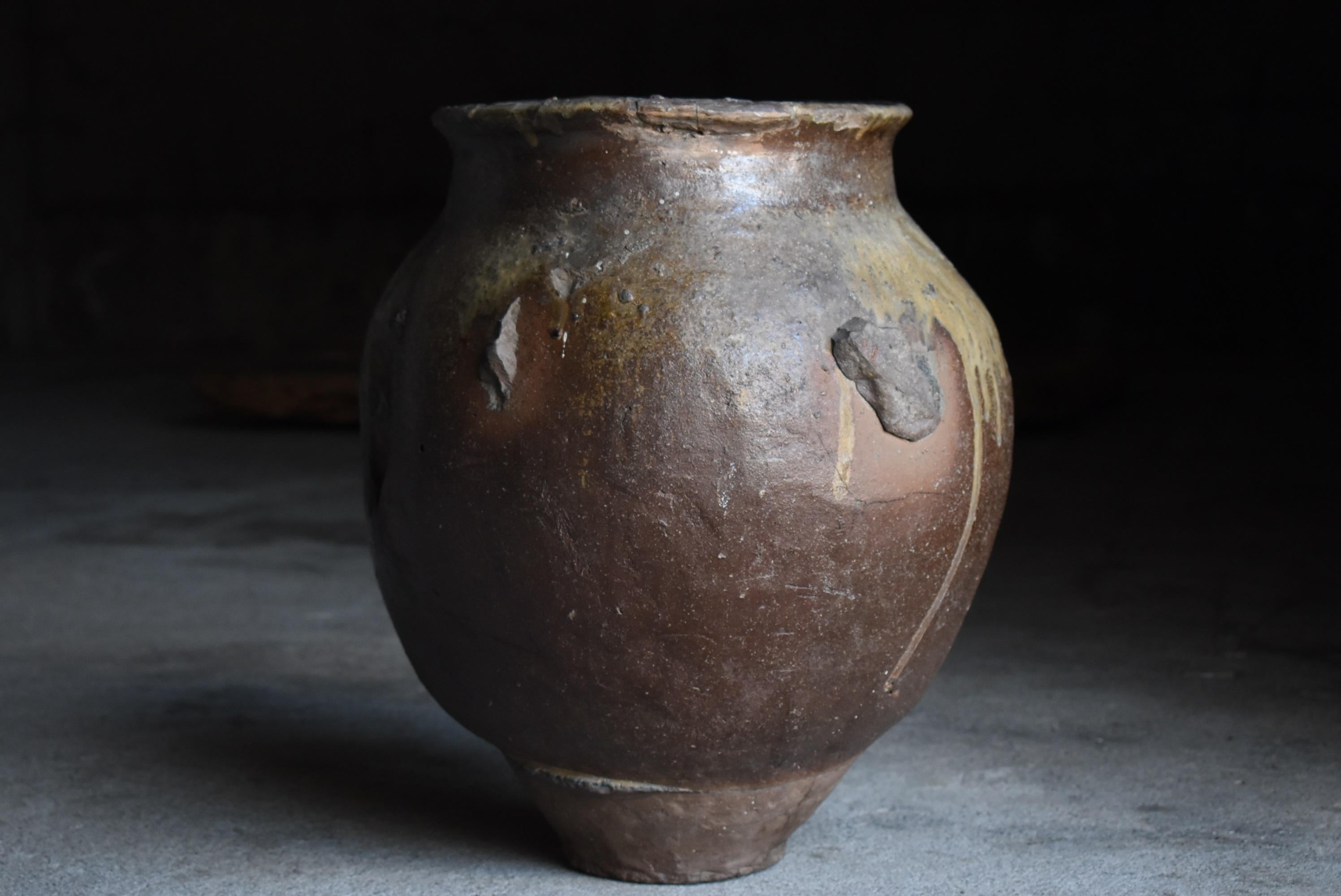 Japanese Antique Pottery 1700s-1800s/Flower Vase Vessel Jar Tsubo Wabisabi 2
