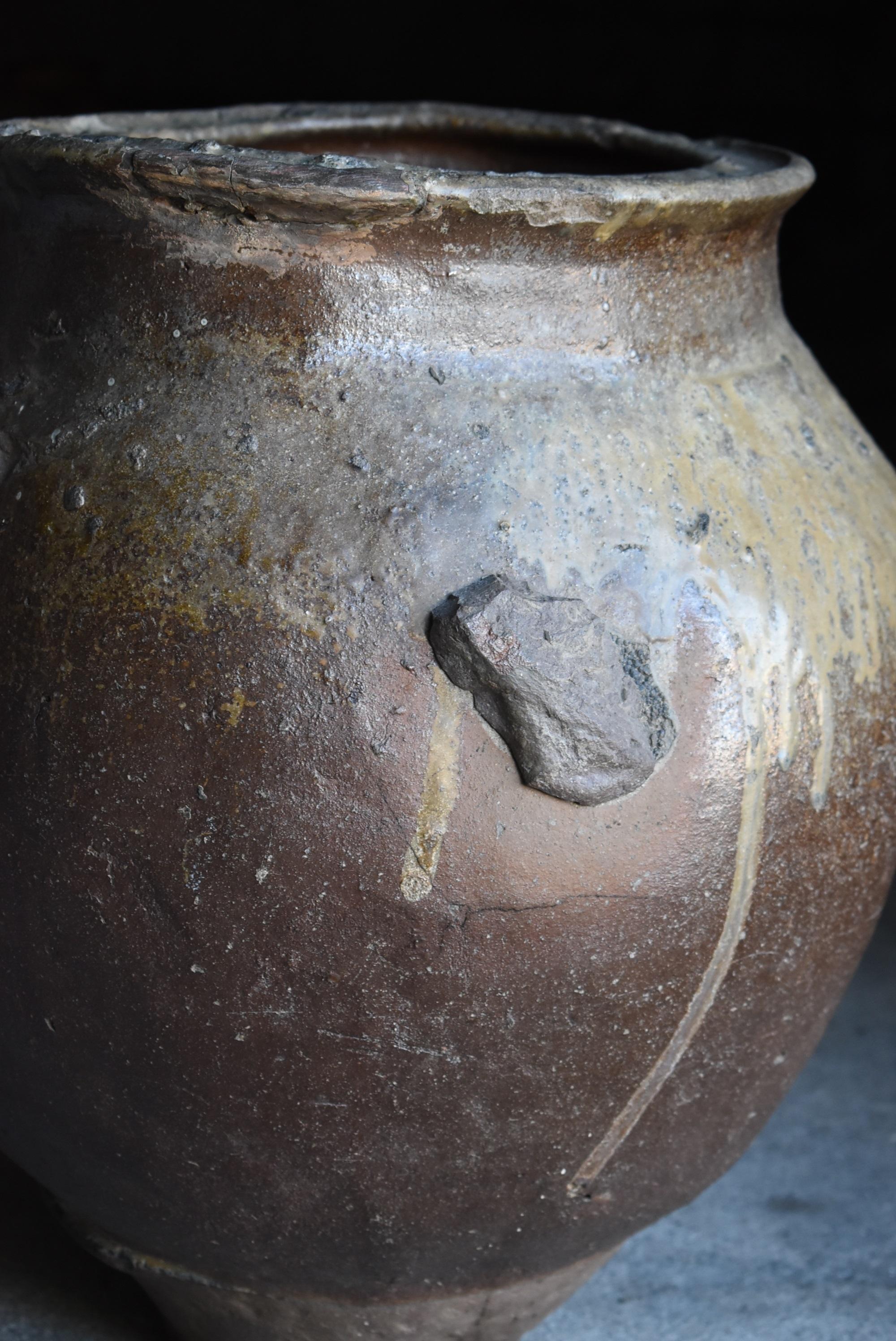 Japanese Antique Pottery 1700s-1800s/Flower Vase Vessel Jar Tsubo Wabisabi 3