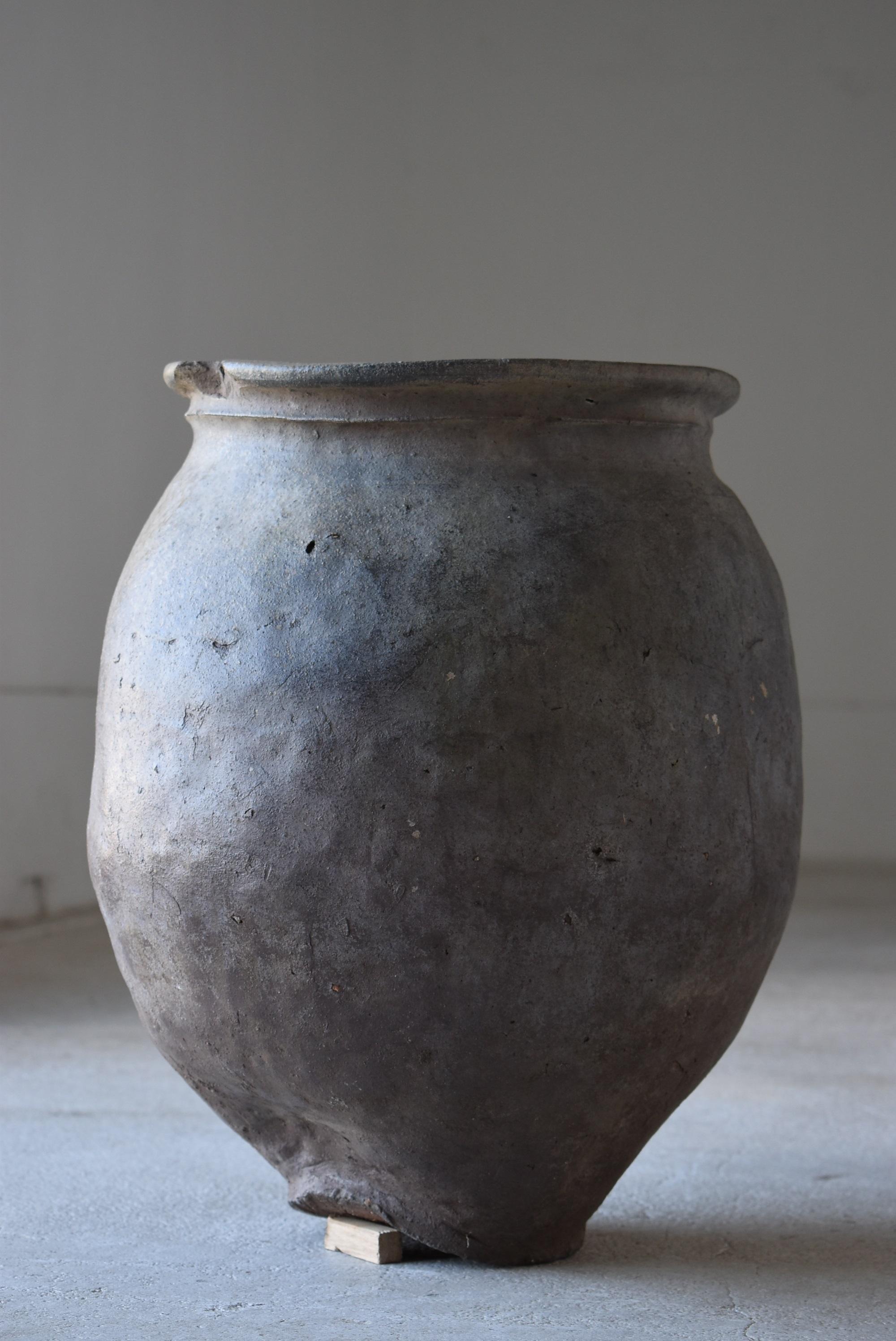 Japanese Antique Pottery 1700s-1800s / Tsubo Flower Vase Vessel Jar Wabisabi Art 6