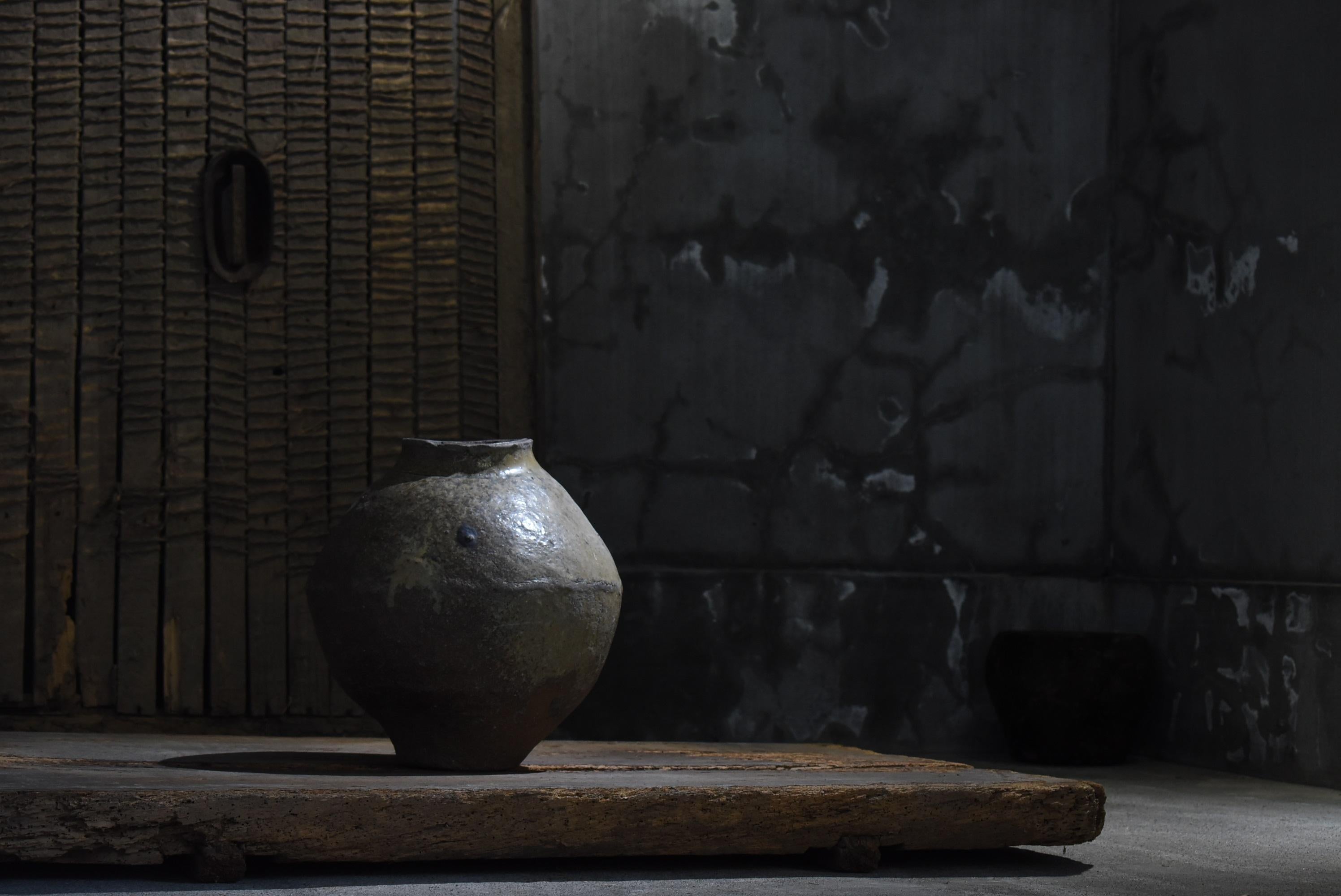 Japanese Antique Pottery 1700s-1800s/Tsubo Flower Vase Vessel Jar Wabisabi Art 7