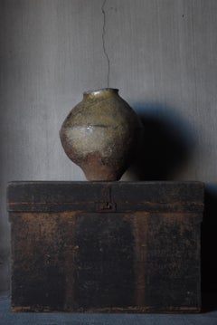 Japanese Antique Pottery 1700s-1800s/Tsubo Flower Vase Vessel Jar Wabisabi Art