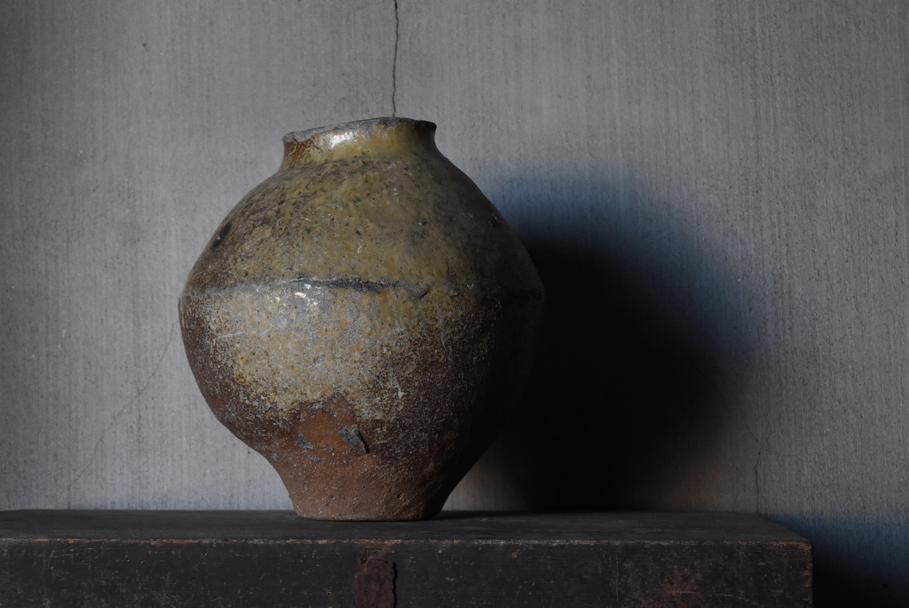 Edo Japanese Antique Pottery 1700s-1800s/Tsubo Flower Vase Vessel Jar Wabisabi Art