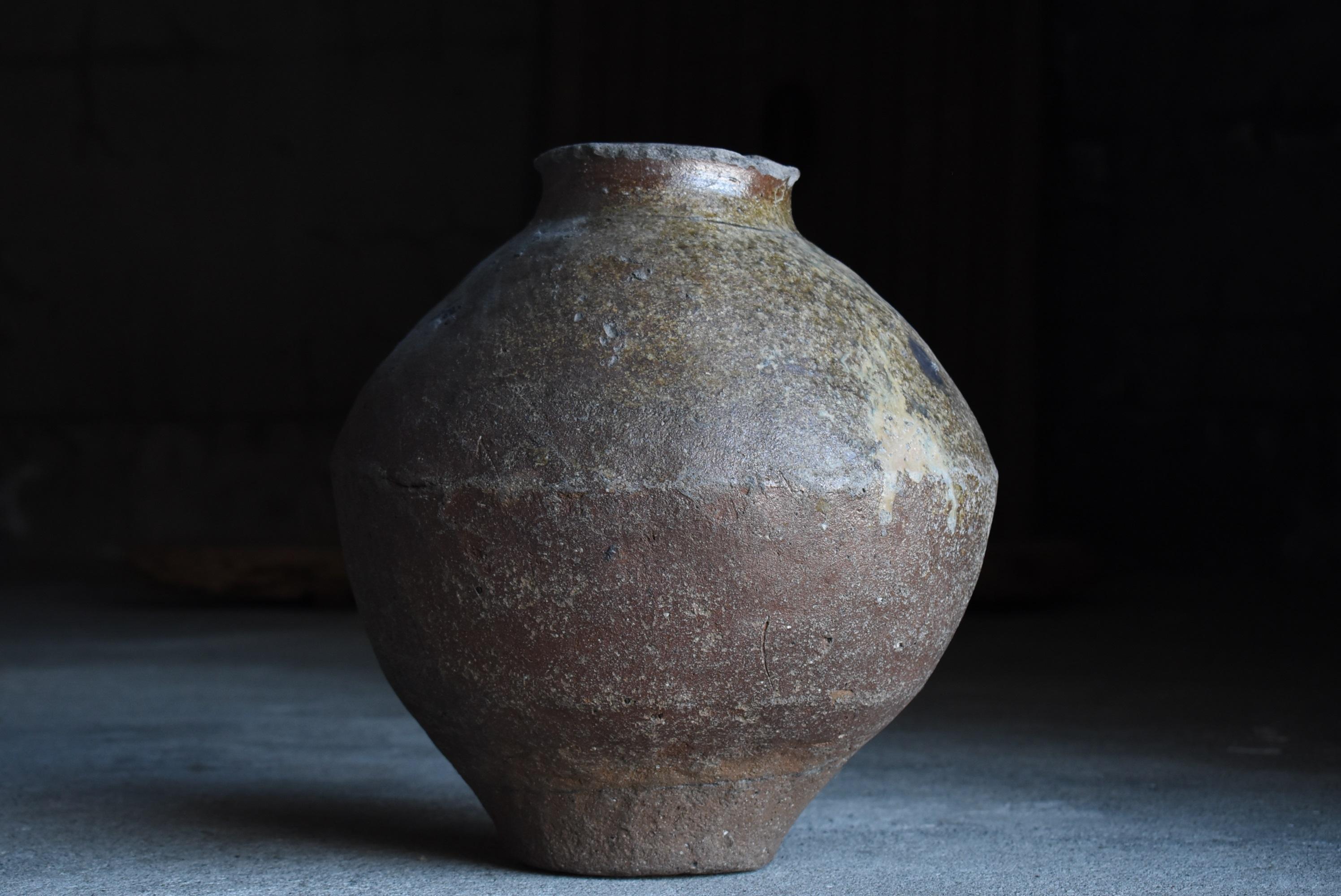 Japanese Antique Pottery 1700s-1800s/Tsubo Flower Vase Vessel Jar Wabisabi Art 1