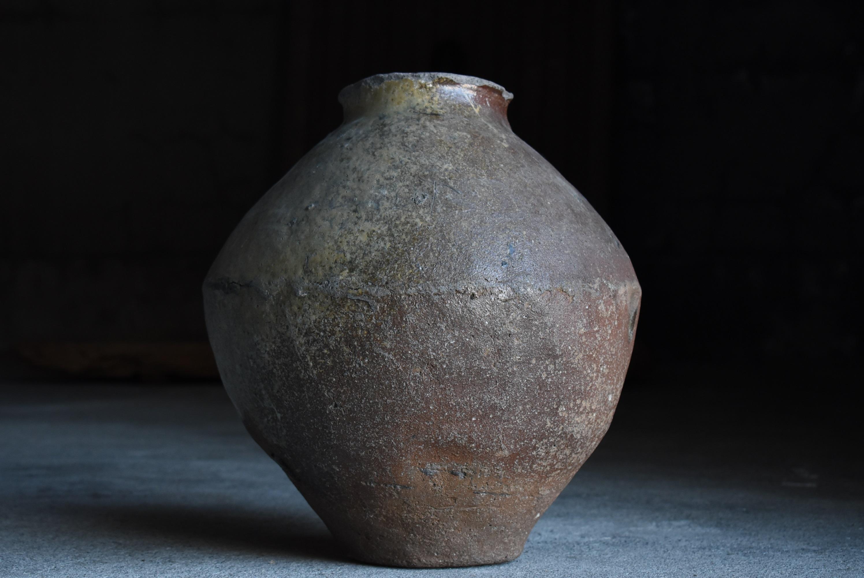 Japanese Antique Pottery 1700s-1800s/Tsubo Flower Vase Vessel Jar Wabisabi Art 3