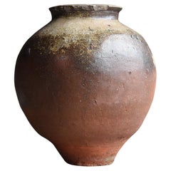 Japanese Antique Pottery 1700s-1800s/Tsubo Flower Vase Vessel Wab-isabi Jar