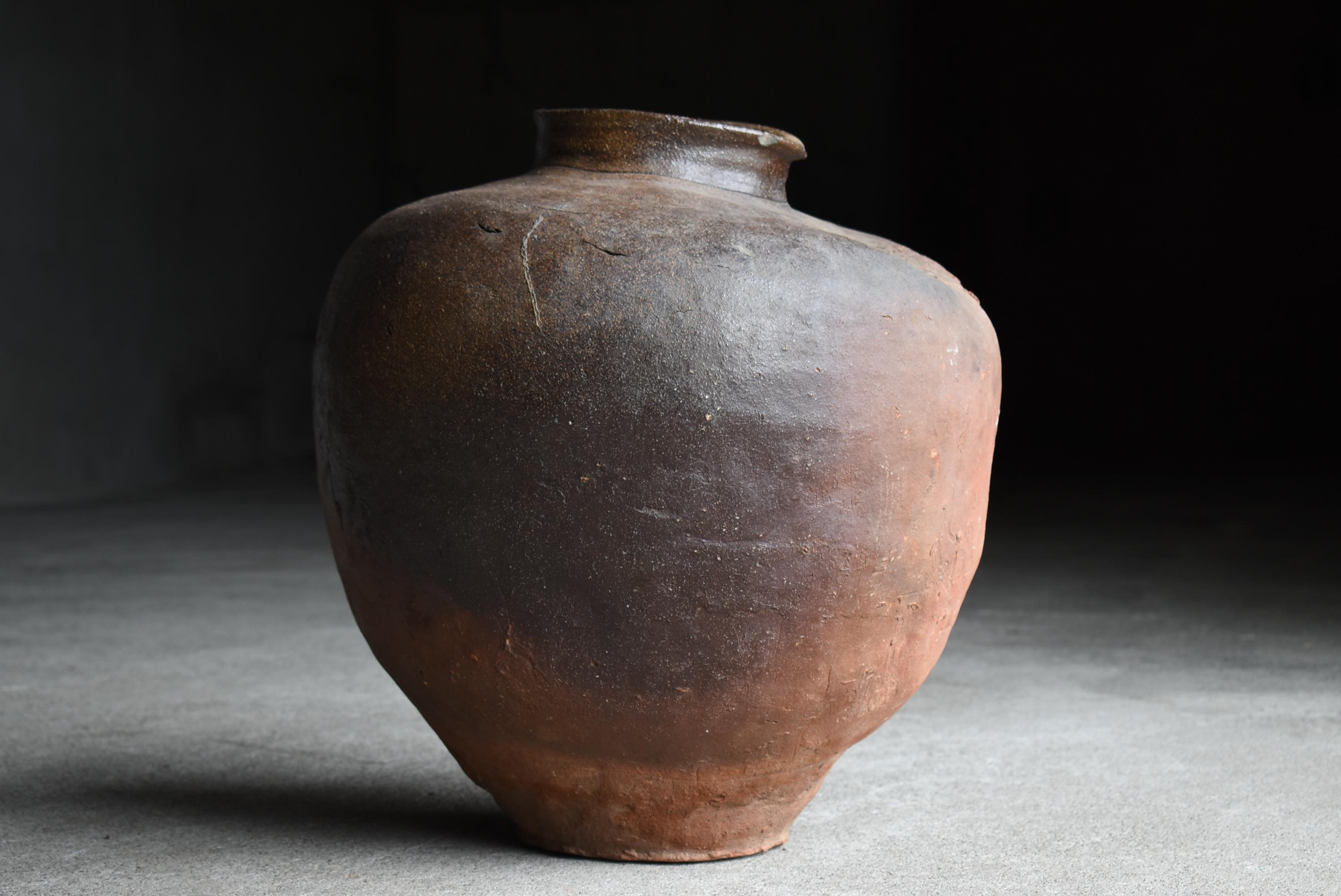 Japanese Antique Pottery 1700s-1800s/Tsubo Flower Vase Vessel Wabisabi Jar 5