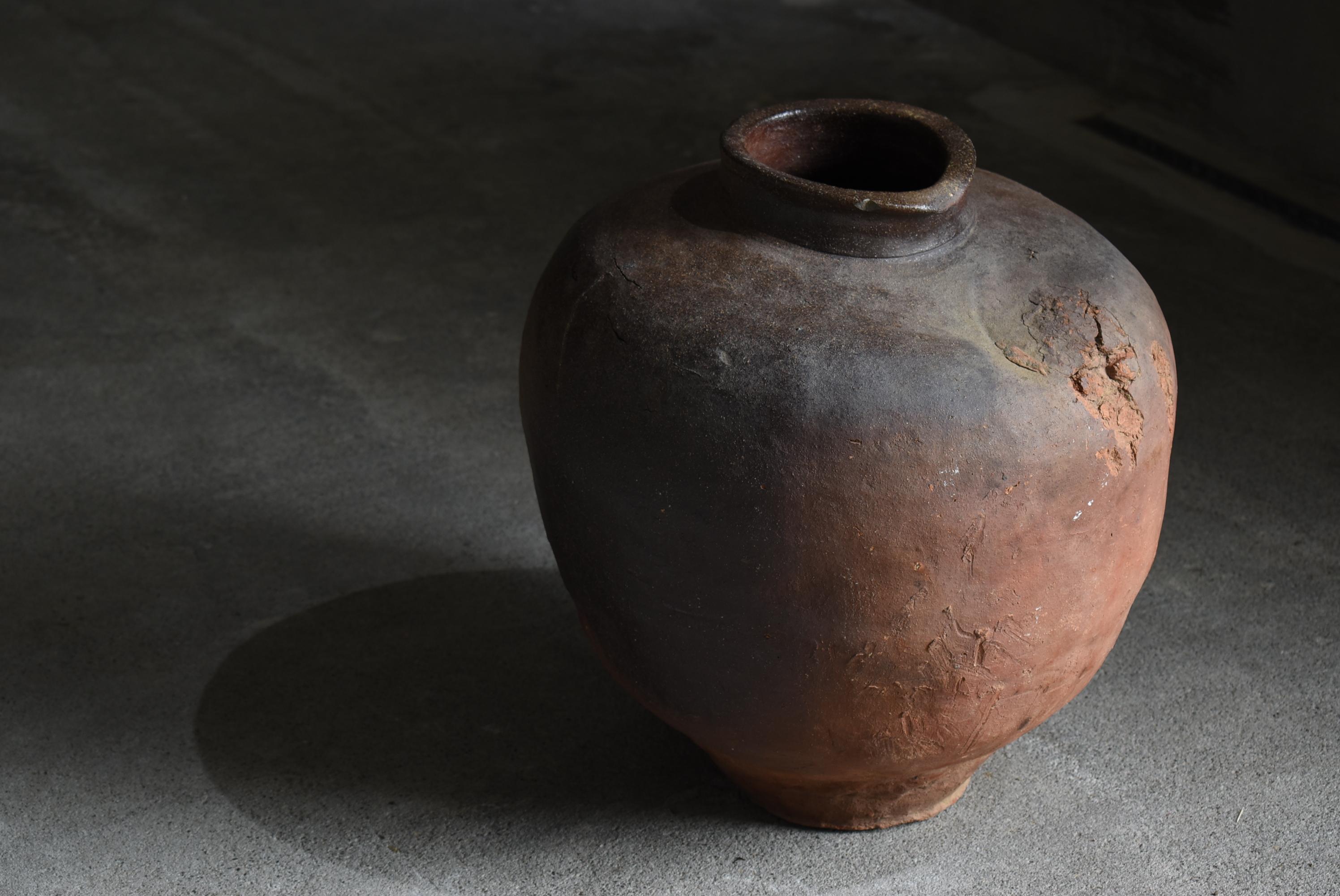 Japanese Antique Pottery 1700s-1800s/Tsubo Flower Vase Vessel Wabisabi Jar 7