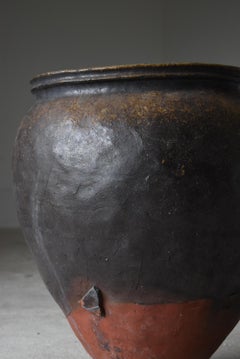 Japanese Antique Pottery 1700s-1800s/Tsubo Flower Vase Vessel Wabisabi Jar