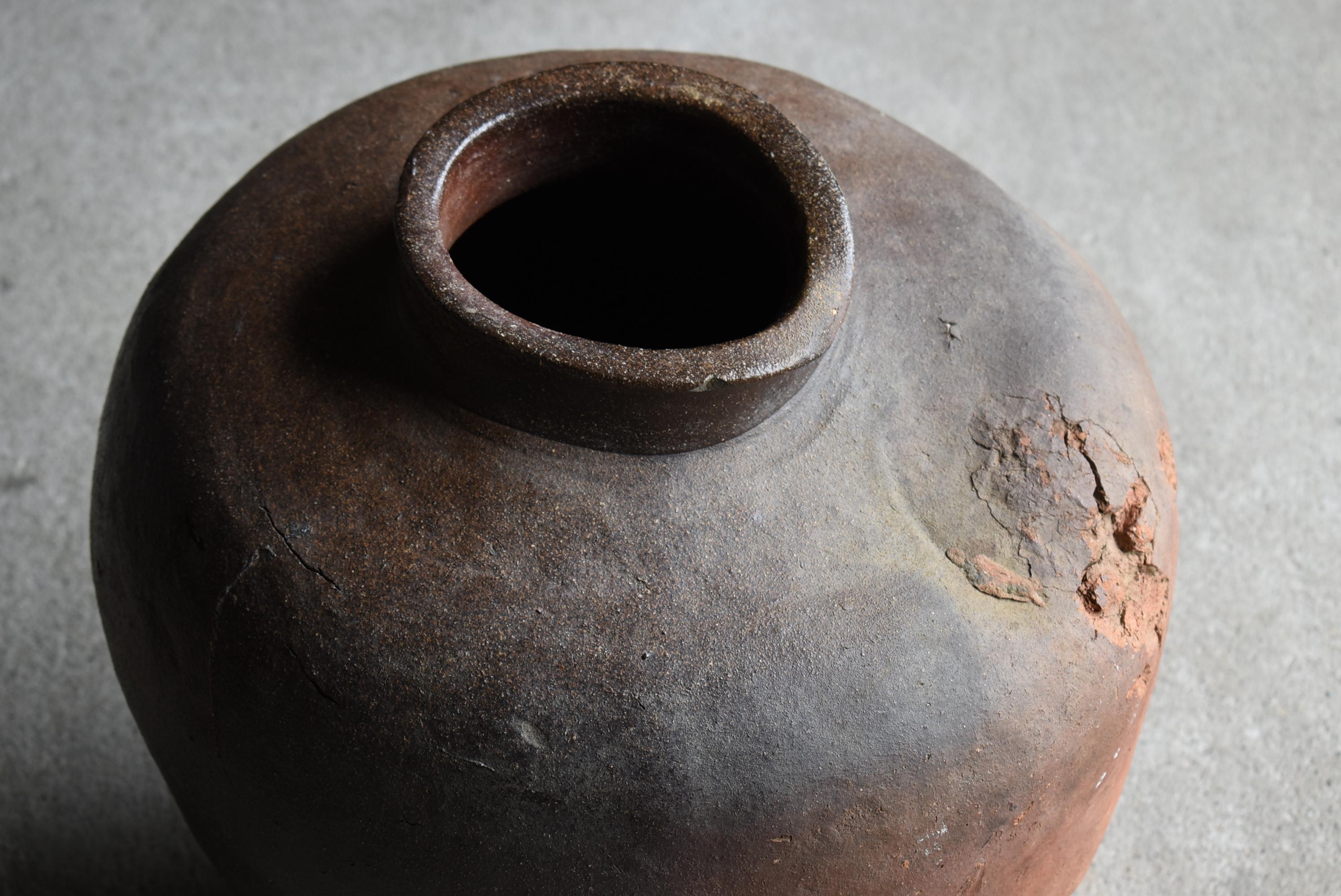 Japanese Antique Pottery 1700s-1800s/Tsubo Flower Vase Vessel Wabisabi Jar In Good Condition In Sammu-shi, Chiba