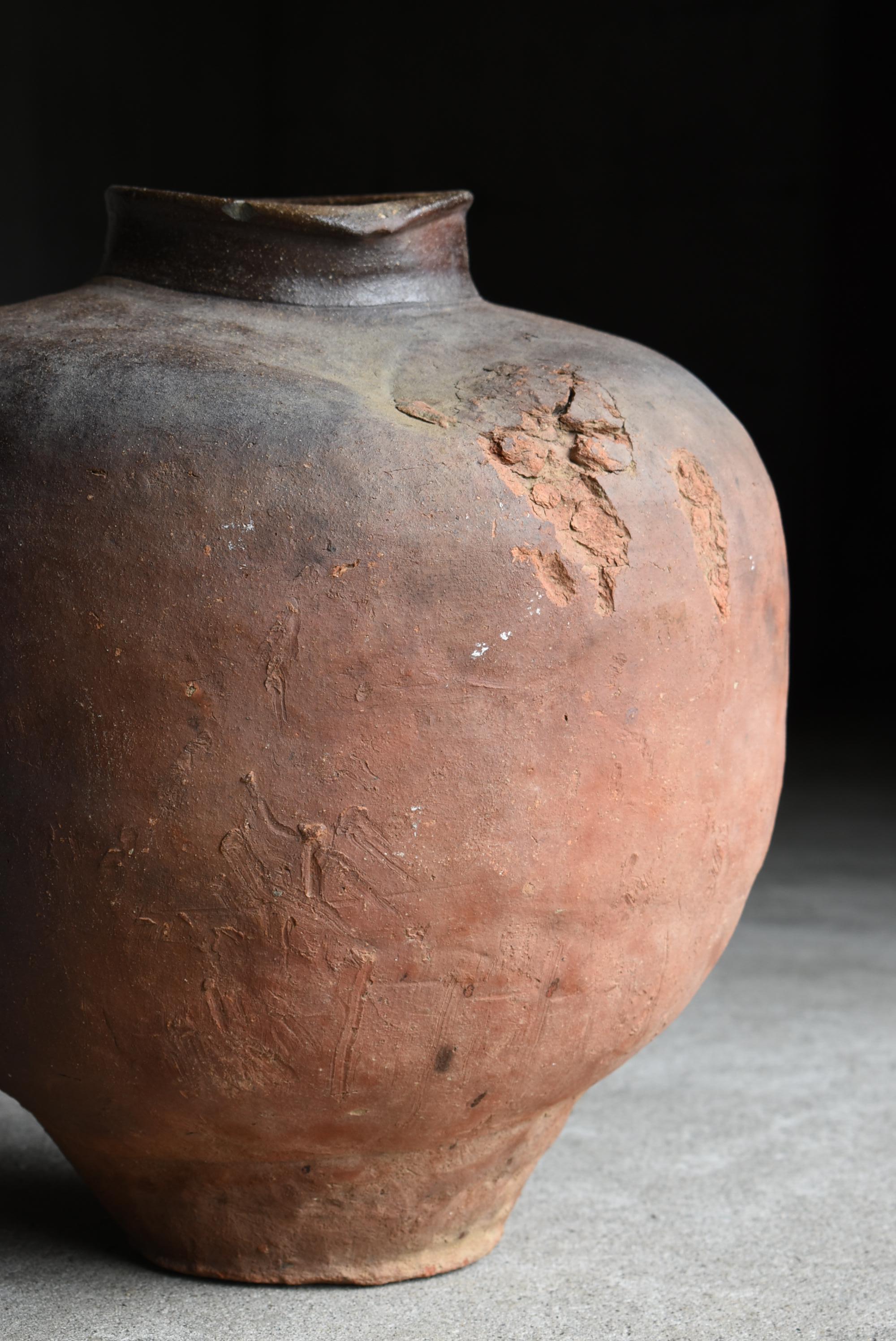 19th Century Japanese Antique Pottery 1700s-1800s/Tsubo Flower Vase Vessel Wabisabi Jar
