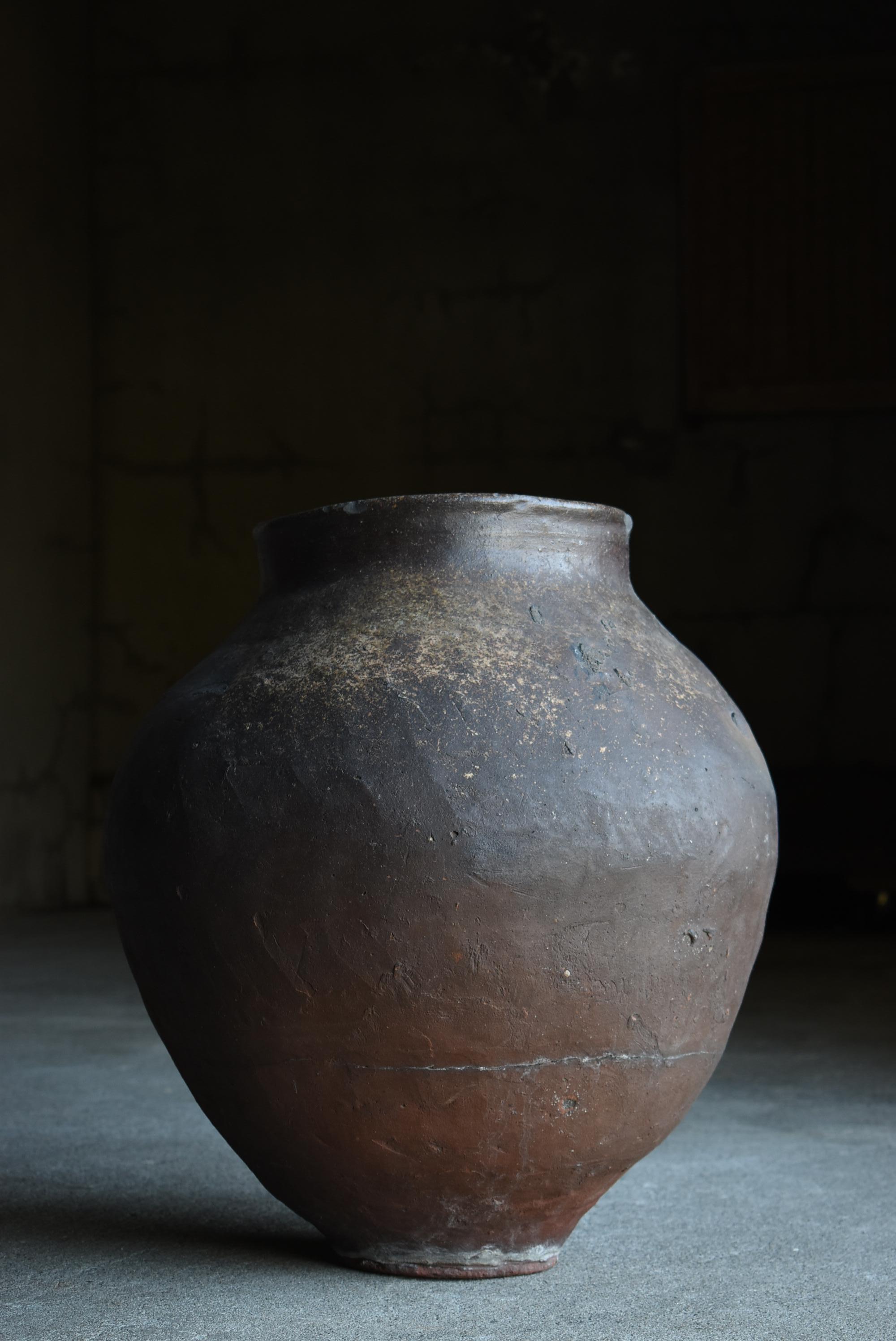 Japanese Antique Pottery 1700s-1800s/Tsubo Flower Vase Vessel Wabisabi Jar 3