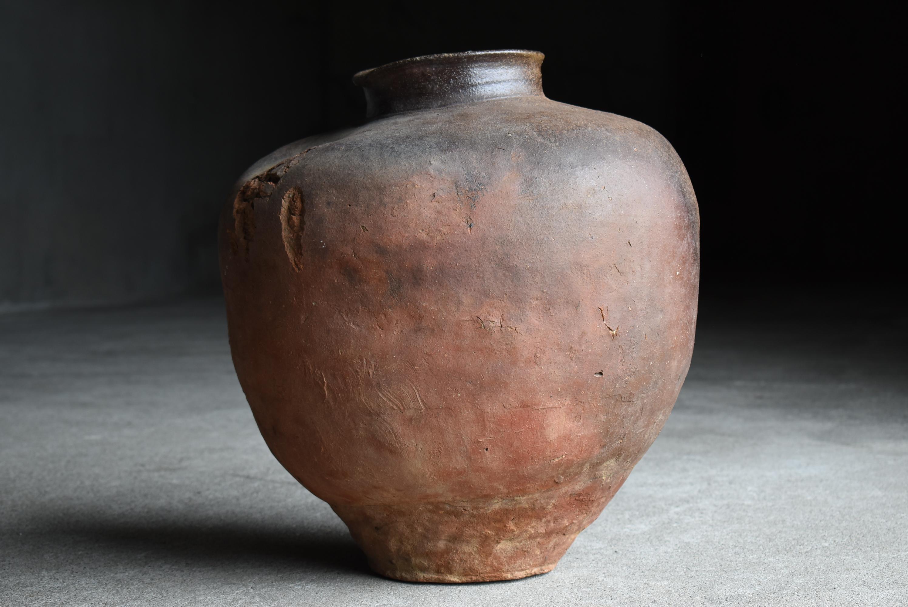 Japanese Antique Pottery 1700s-1800s/Tsubo Flower Vase Vessel Wabisabi Jar 3