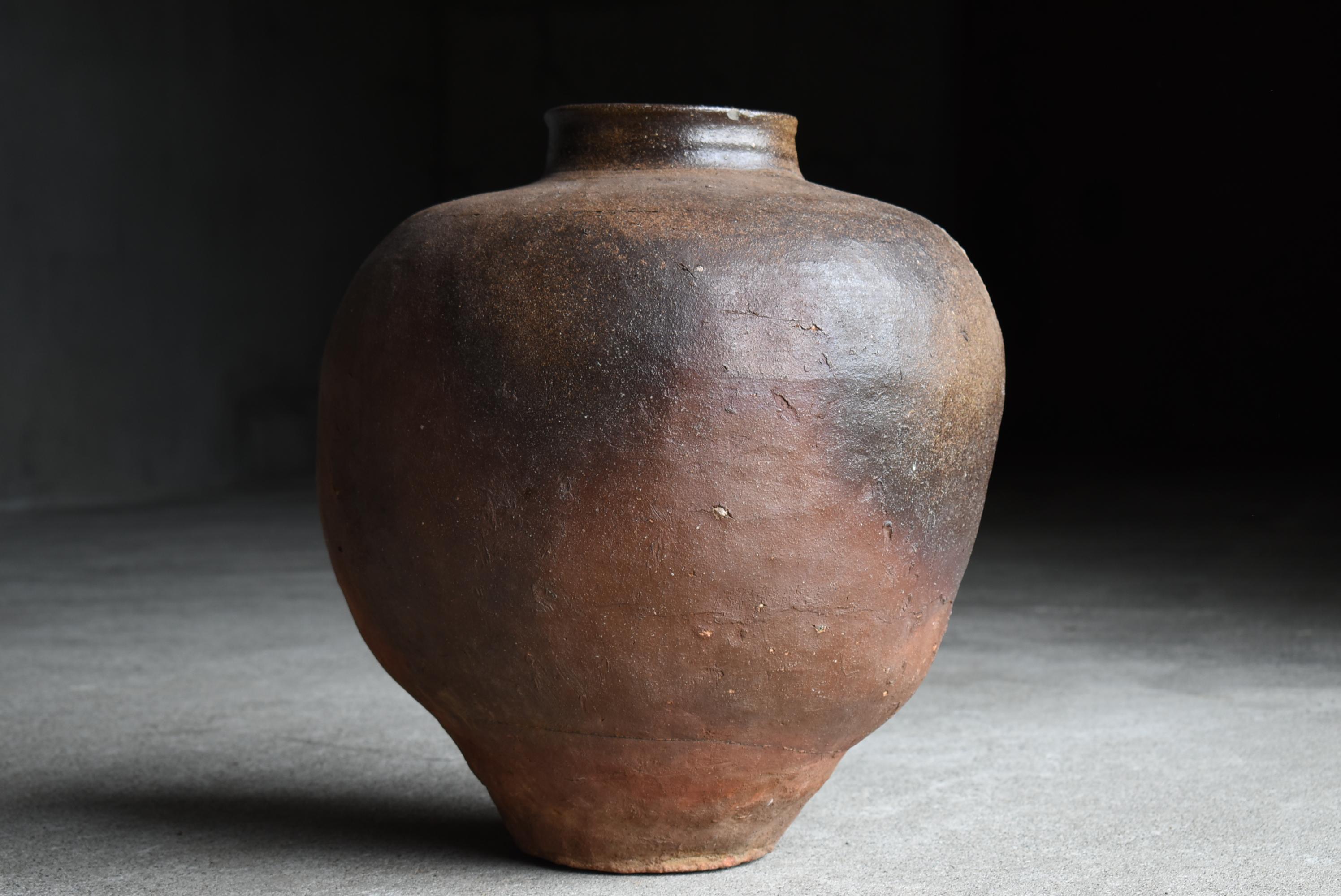 Japanese Antique Pottery 1700s-1800s/Tsubo Flower Vase Vessel Wabisabi Jar 4