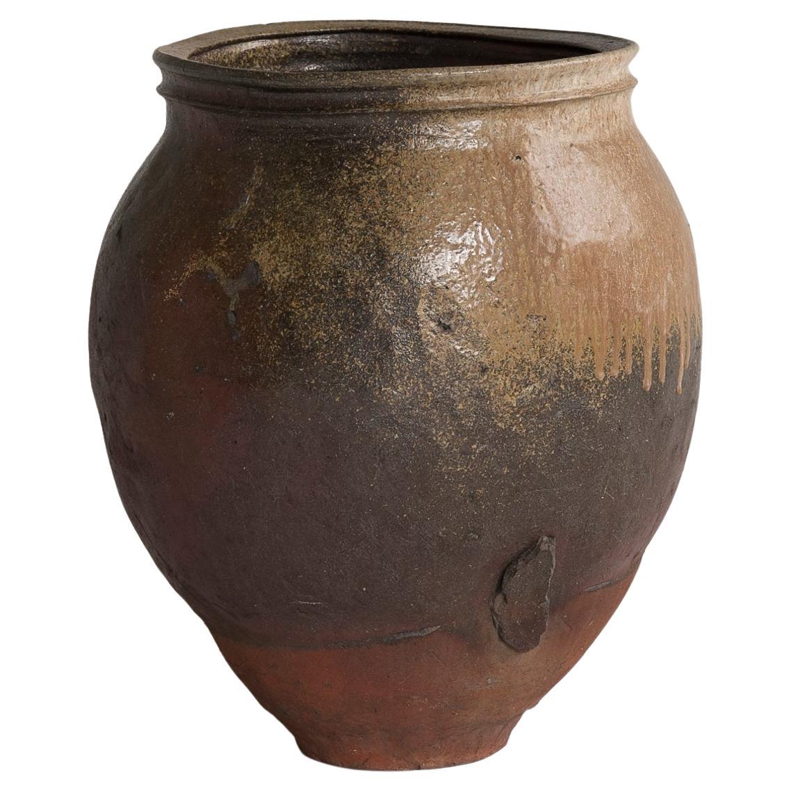 Japanese Antique Large "TOKONAME" Pottery 1800s-1900s/ Vase Wabi-Sabi Jar