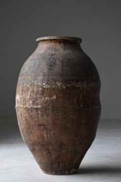 Japanese Antique Pottery 1800s-1900s Tsubo / Ceramic Jar Flower Vase Wabisabi