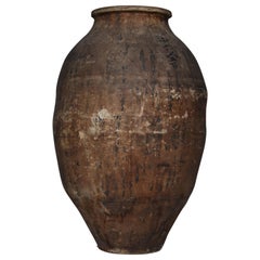 Japanese Antique Pottery 1800s-1900s Tsubo / Ceramic Jar Flower Vase Wabisabi