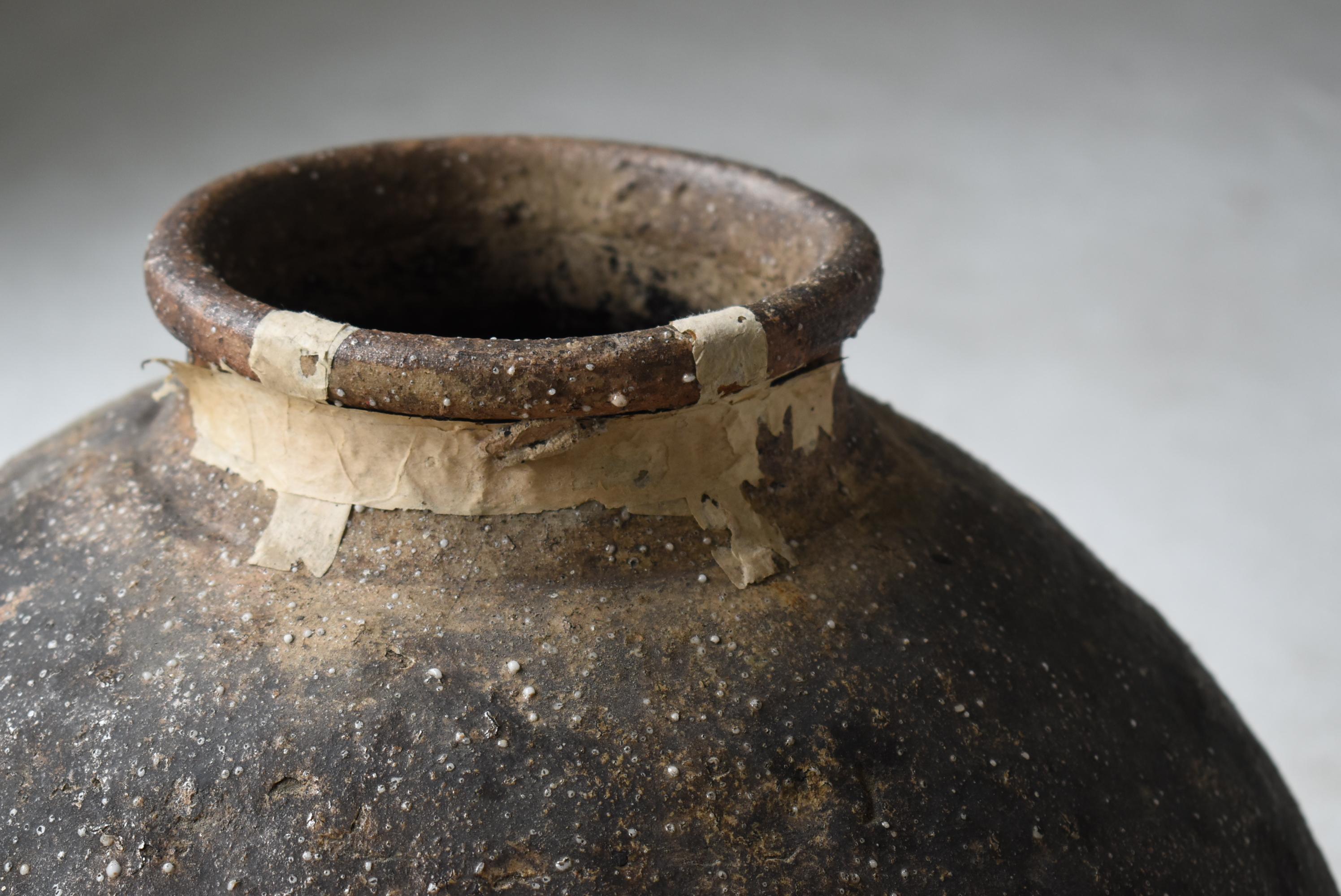 Edo Japanese Antique Pottery 1800s-1900s Tsubo/ Flower Vase Jar Ceramic Wabisabi