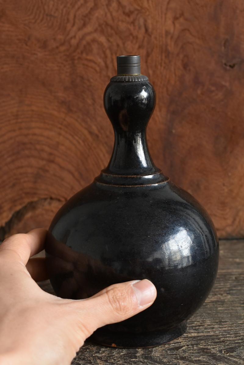 Hand-Crafted Japanese Antique Pottery Black Vase / Satsuma Ware / 1600-1800/Edo Period For Sale