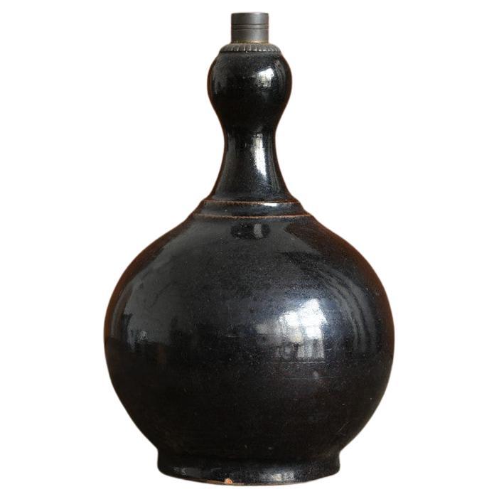 Japanese Antique Pottery Black Vase / Satsuma Ware / 1600-1800/Edo Period