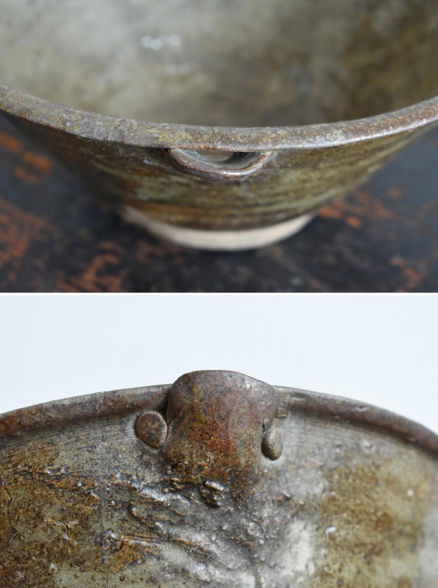 Japanese Antique Pottery Bowl/1800-1900/Beautiful Glaze Pottery/Vase/Mingei For Sale 7