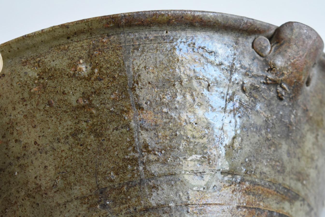 Japanese Antique Pottery Bowl/1800-1900/Beautiful Glaze Pottery/Vase/Mingei For Sale 8
