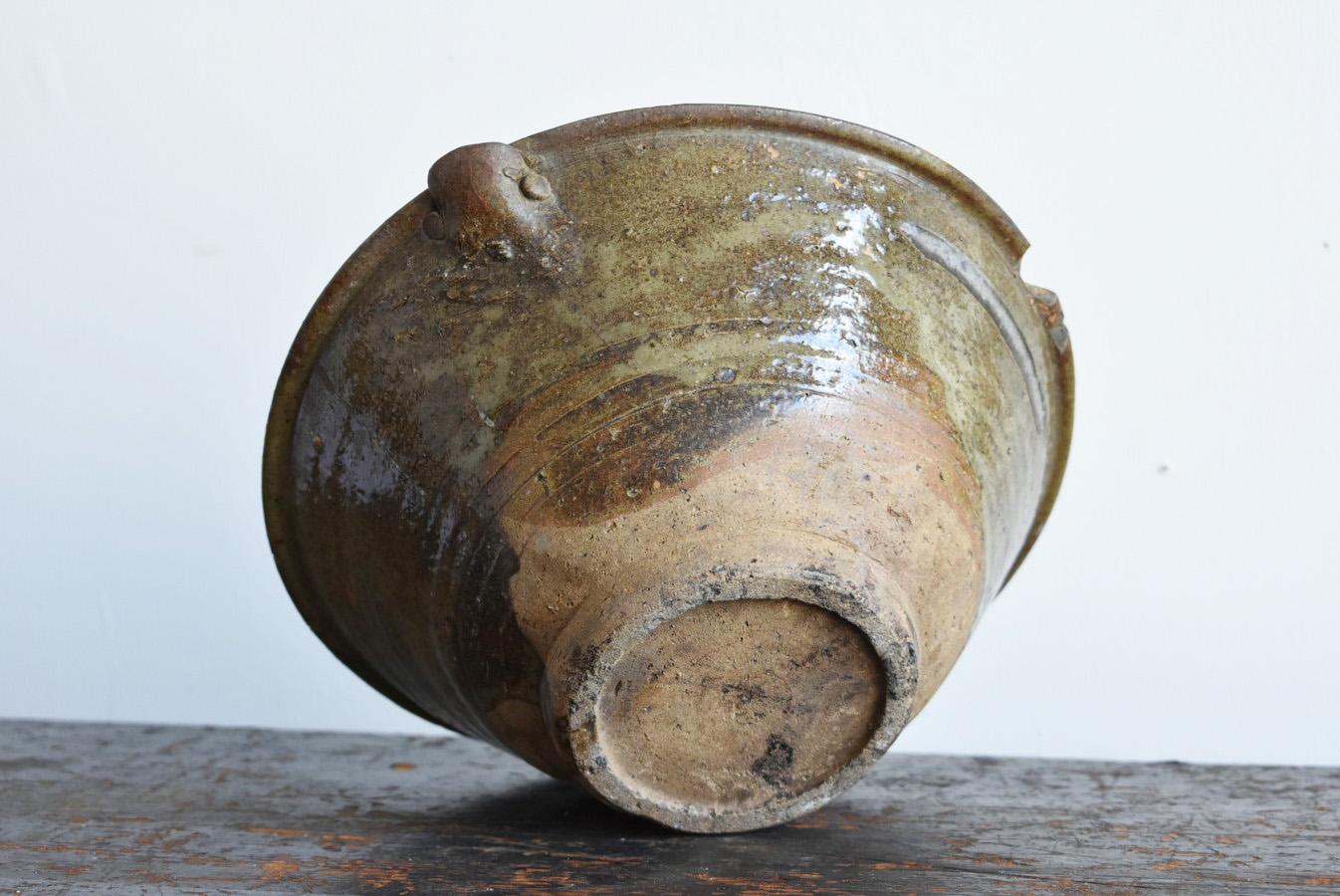 Japanese Antique Pottery Bowl/1800-1900/Beautiful Glaze Pottery/Vase/Mingei For Sale 13