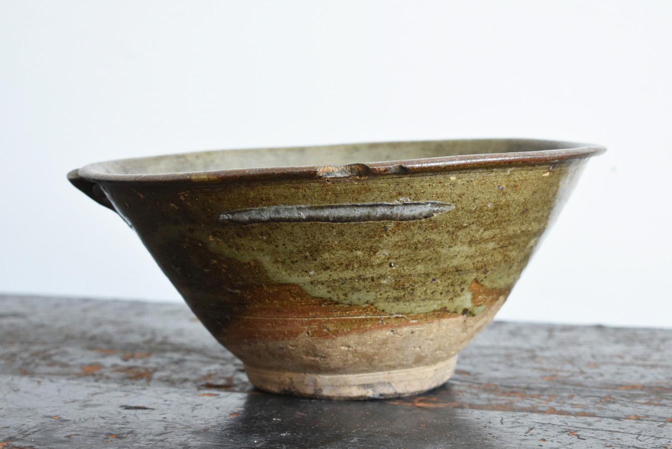 Japonais Bol en poterie japonaise ancienne/1800-1900/Beautiful Glaze Pottery/Vase/Mingei