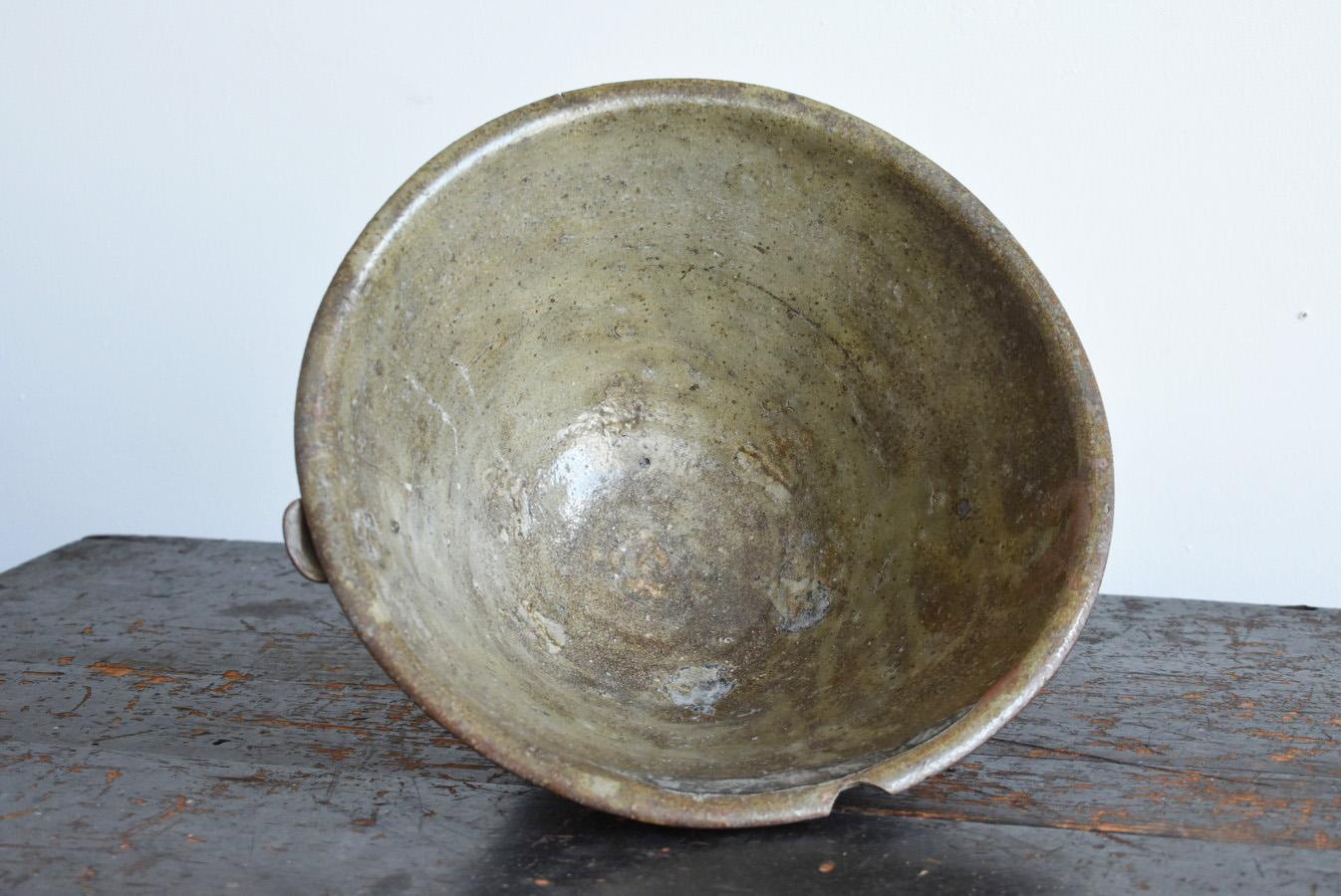 Japanese Antique Pottery Bowl/1800-1900/Beautiful Glaze Pottery/Vase/Mingei For Sale 3