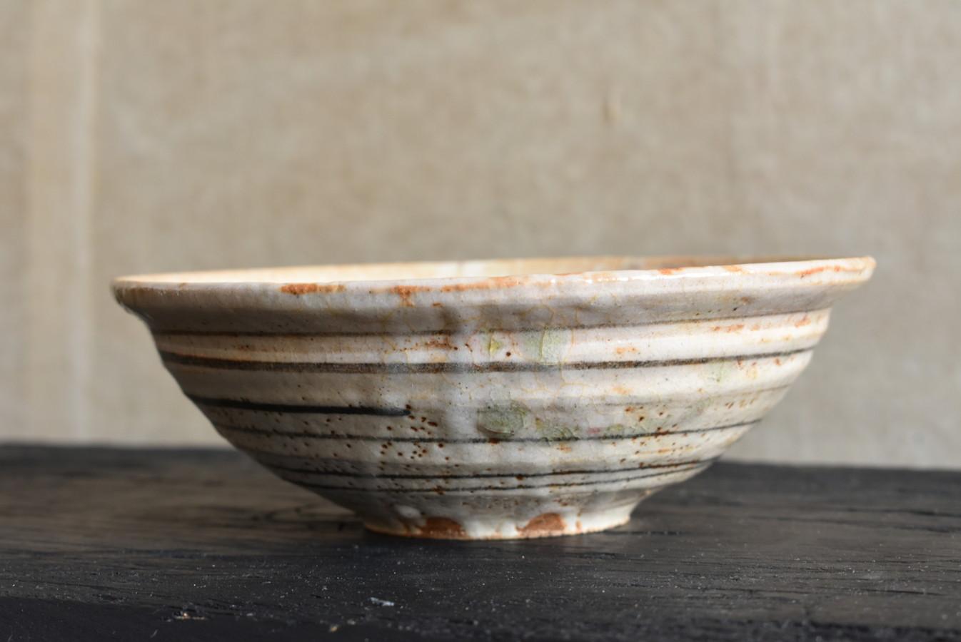Japanese Antique Pottery Bowl/'Tempo Oribe' Seto Ware/1830-1844/Wabisabi Bowl For Sale 5