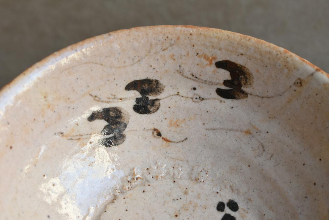 Japanese Antique Pottery Bowl/'Tempo Oribe' Seto Ware/1830-1844/Wabisabi Bowl For Sale 6
