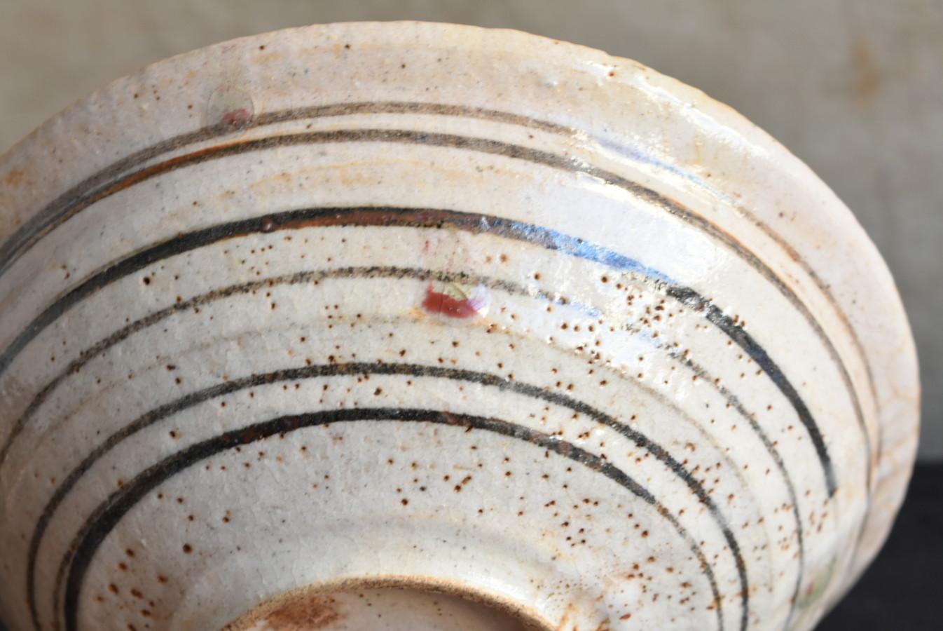 Japanese Antique Pottery Bowl/'Tempo Oribe' Seto Ware/1830-1844/Wabisabi Bowl For Sale 10