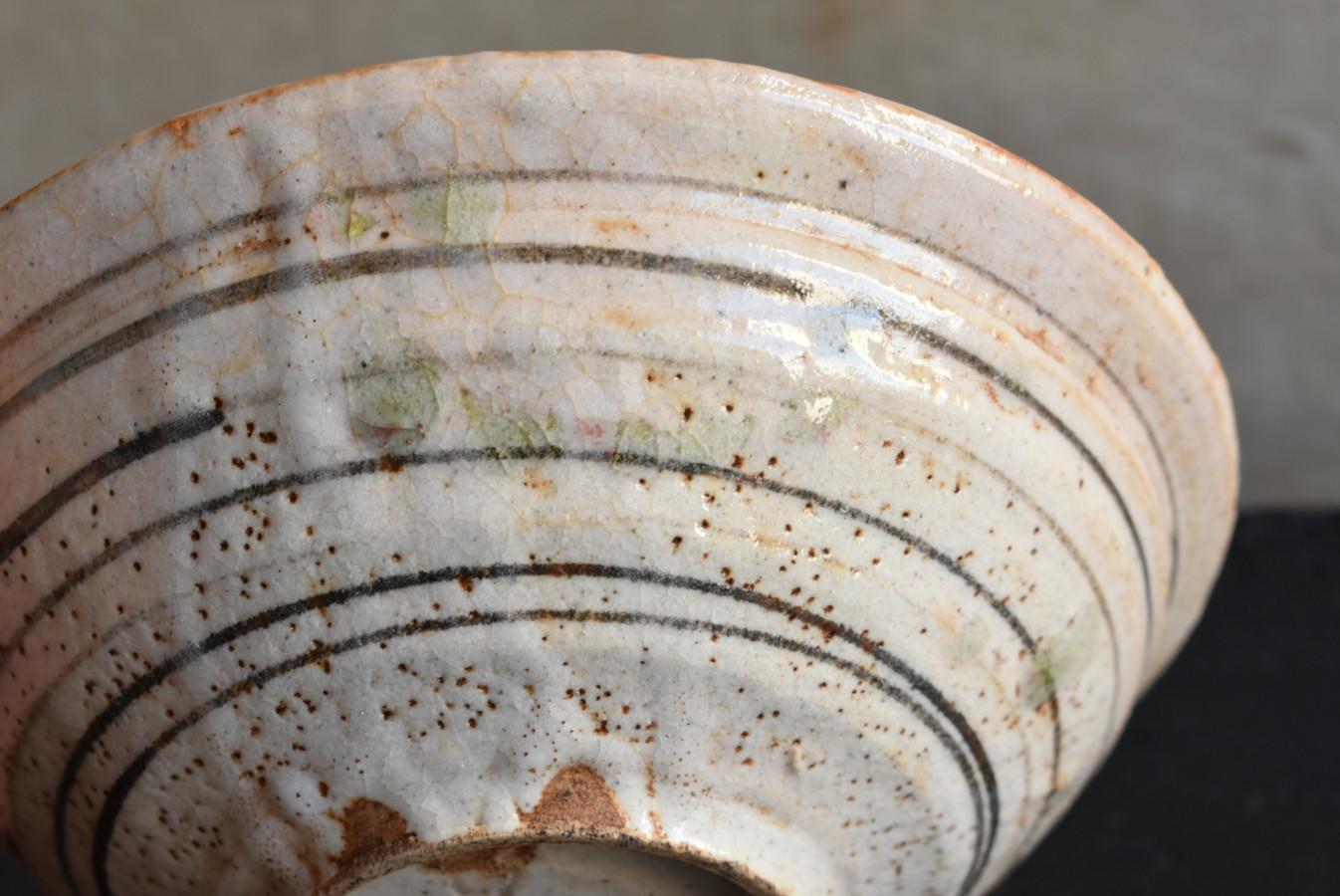 Japanese Antique Pottery Bowl/'Tempo Oribe' Seto Ware/1830-1844/Wabisabi Bowl For Sale 11