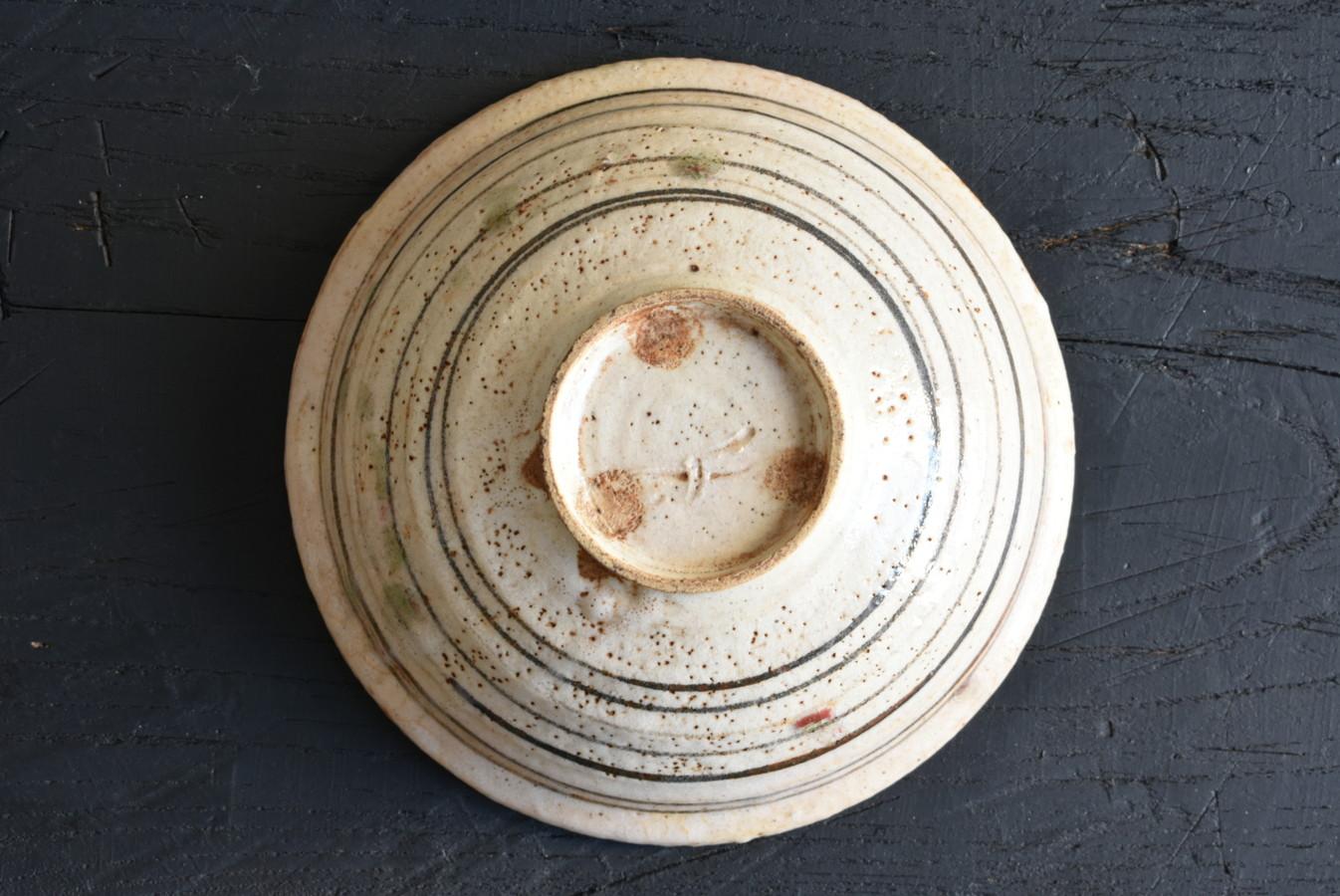 Edo Japanese Antique Pottery Bowl/'Tempo Oribe' Seto Ware/1830-1844/Wabisabi Bowl For Sale
