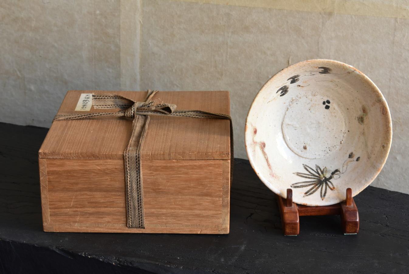 Japonais Bol en poterie japonaise ancienne/''Tempo Oribe'' Seto Ware/1830-1844/Wabisabi en vente