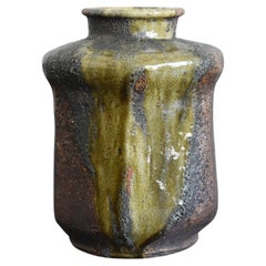 Japanese Antique Pottery Edo Period 1600-1650 Old Vase of "Tamba"/Wabi-Sabi Jar