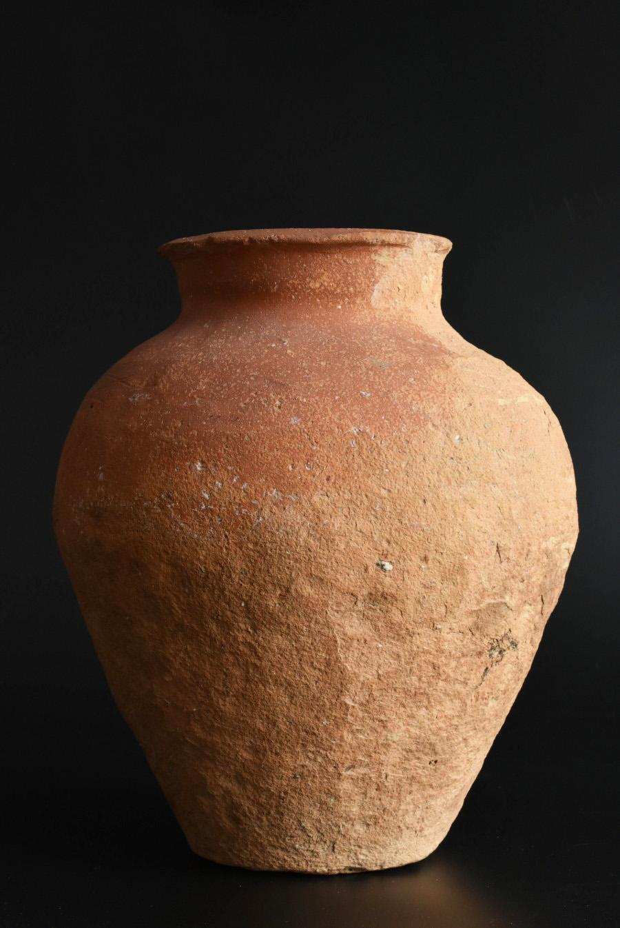 Hand-Crafted Japanese Antique Pottery Jar/1400-1500/Tokoname Ware / Wabi-Sabi Vase